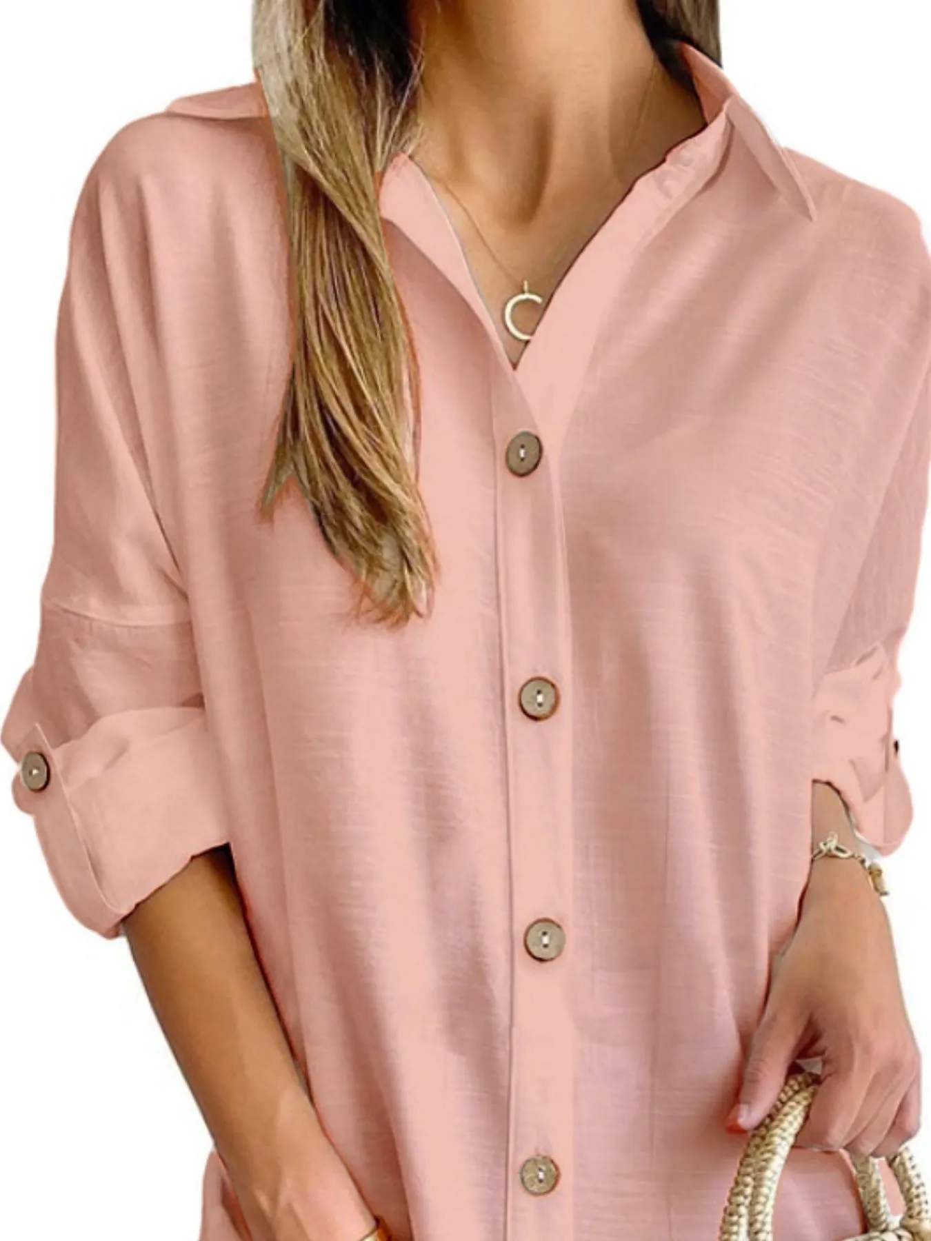 Button Down Long Sleeve Shirt Dress - Image 17