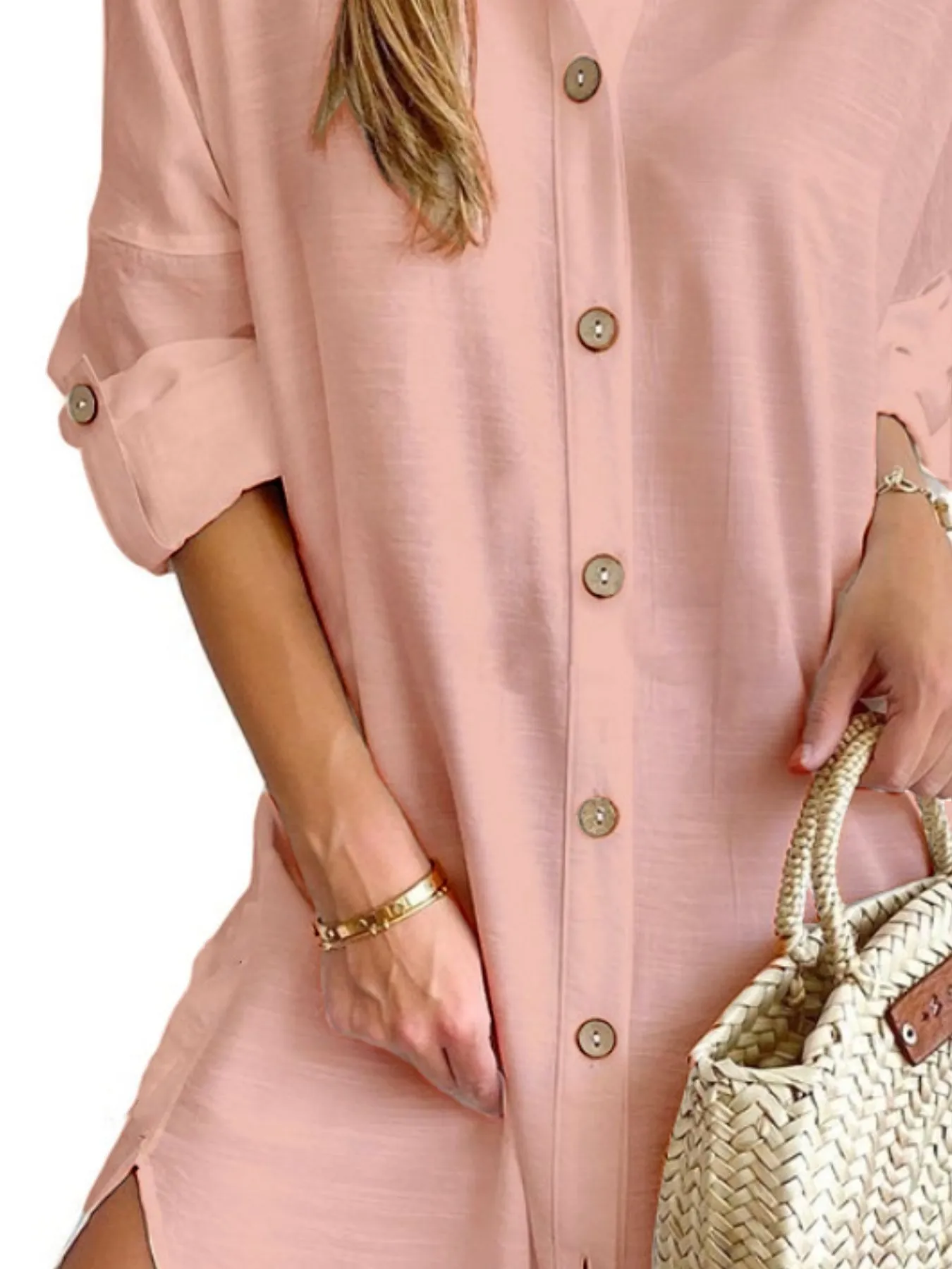 Button Down Long Sleeve Shirt Dress - Image 18