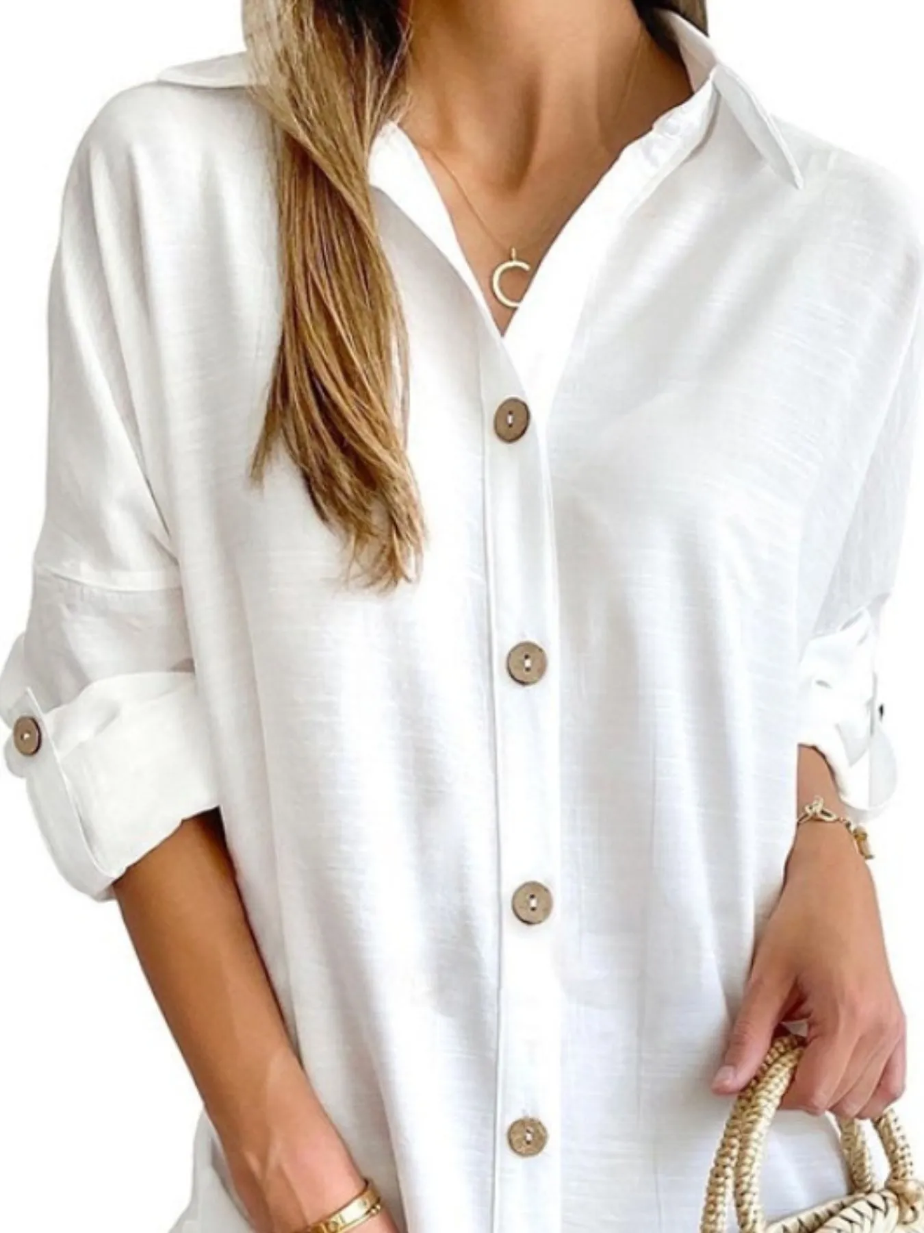 Button Down Long Sleeve Shirt Dress - Image 2