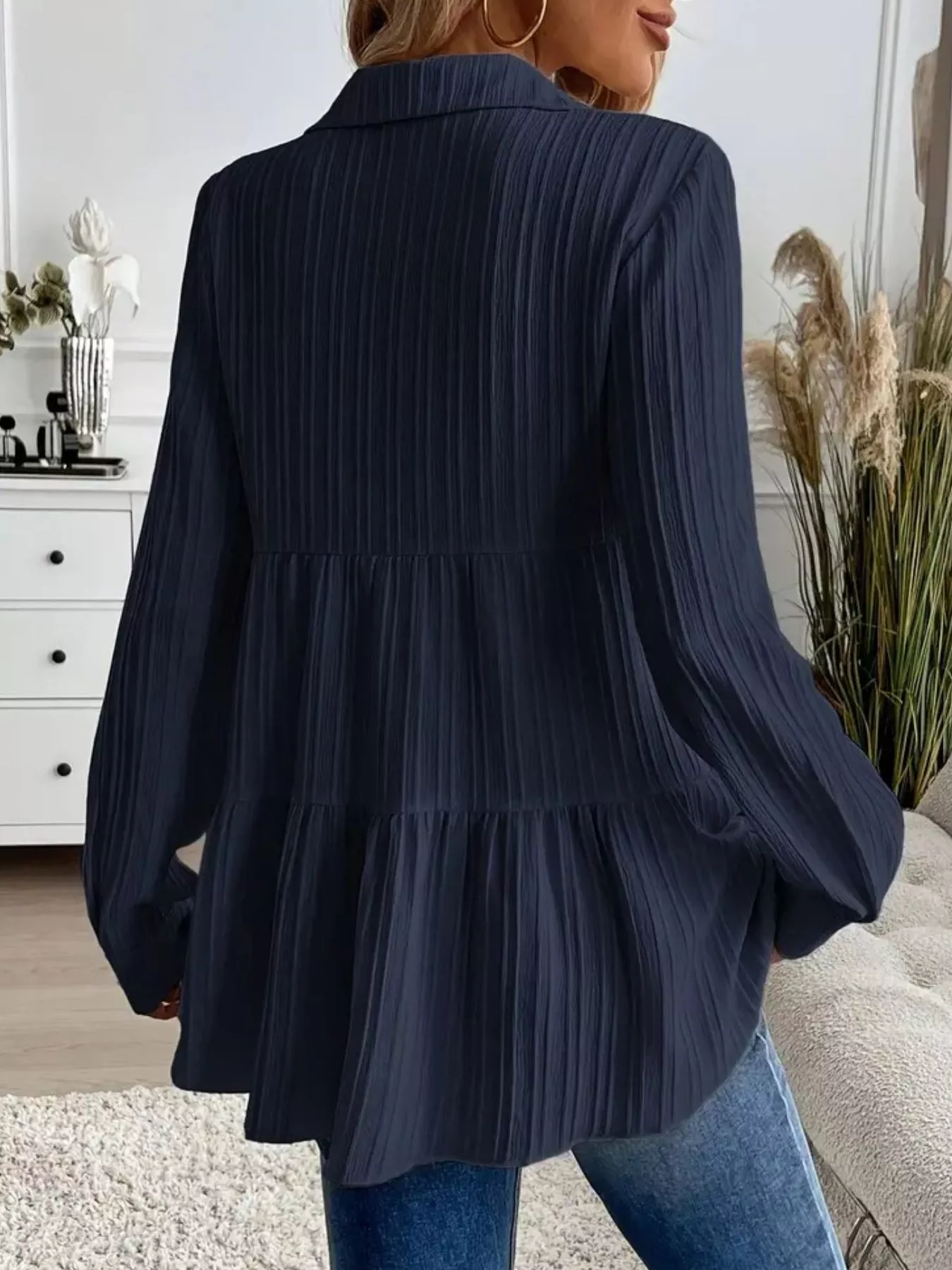 Button-Down Long Sleeve Tiered Shirt - Image 14