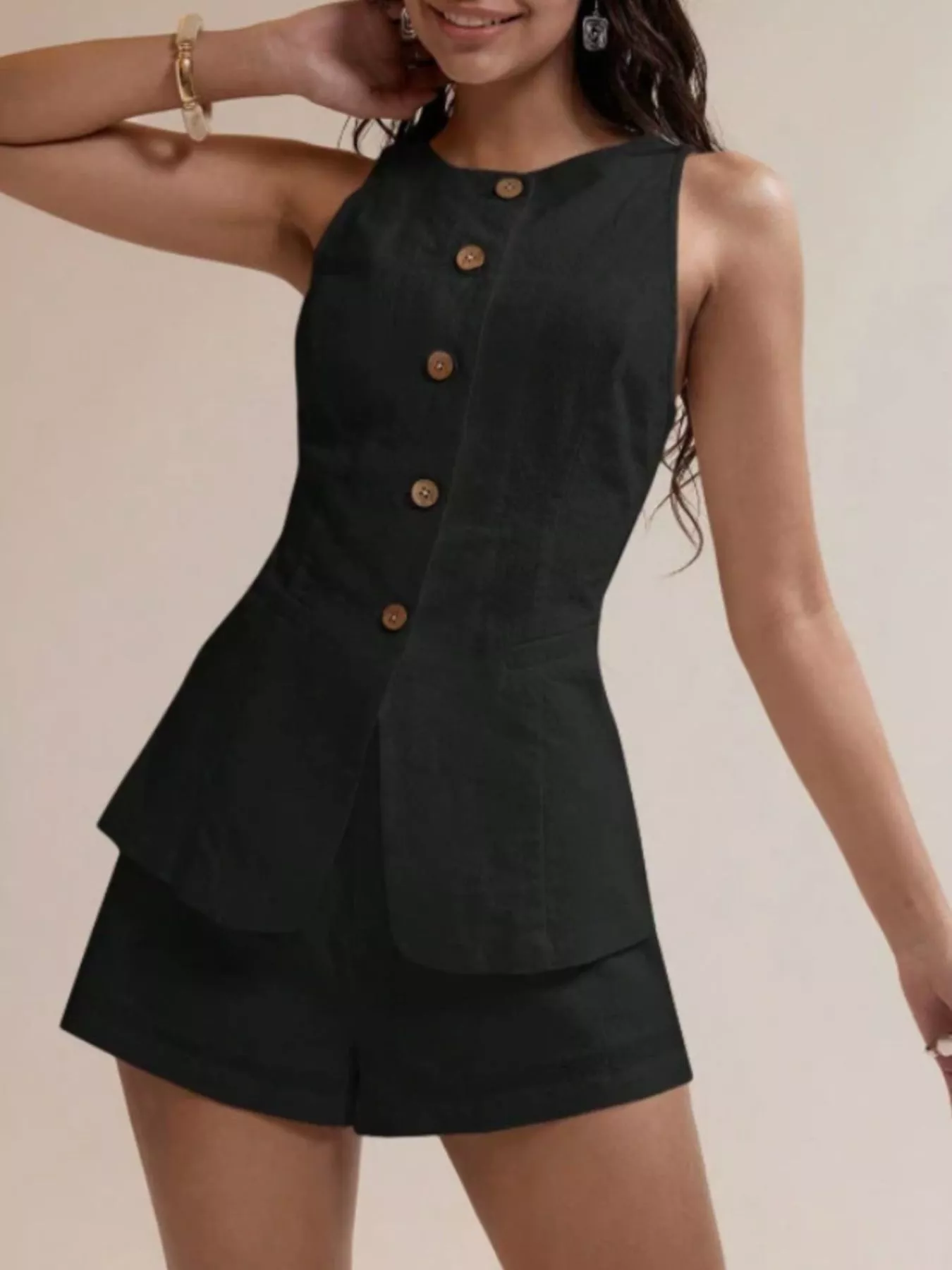 Button-Down Sleeveless Top and Shorts Set - Image 18