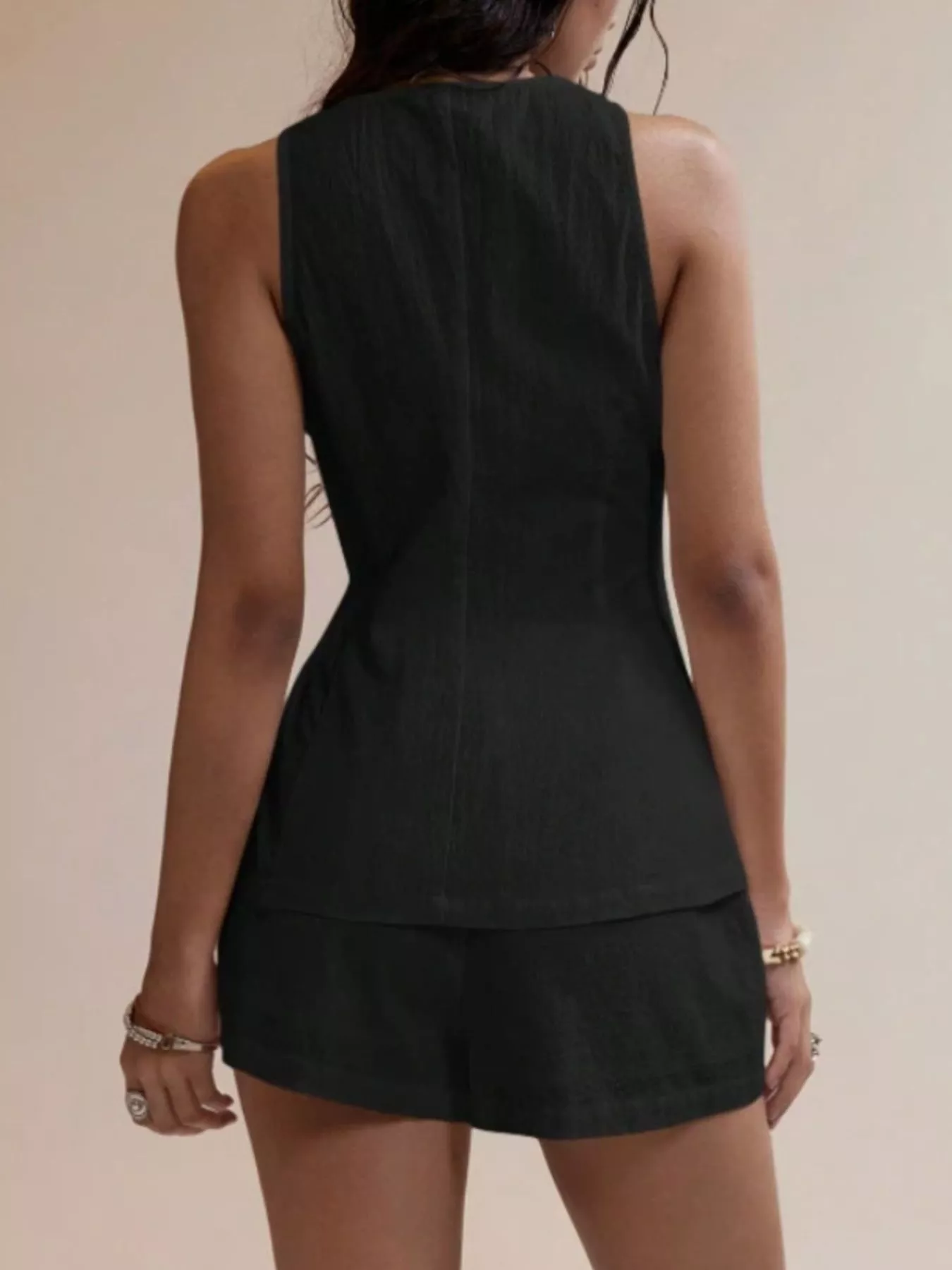 Button-Down Sleeveless Top and Shorts Set - Image 19