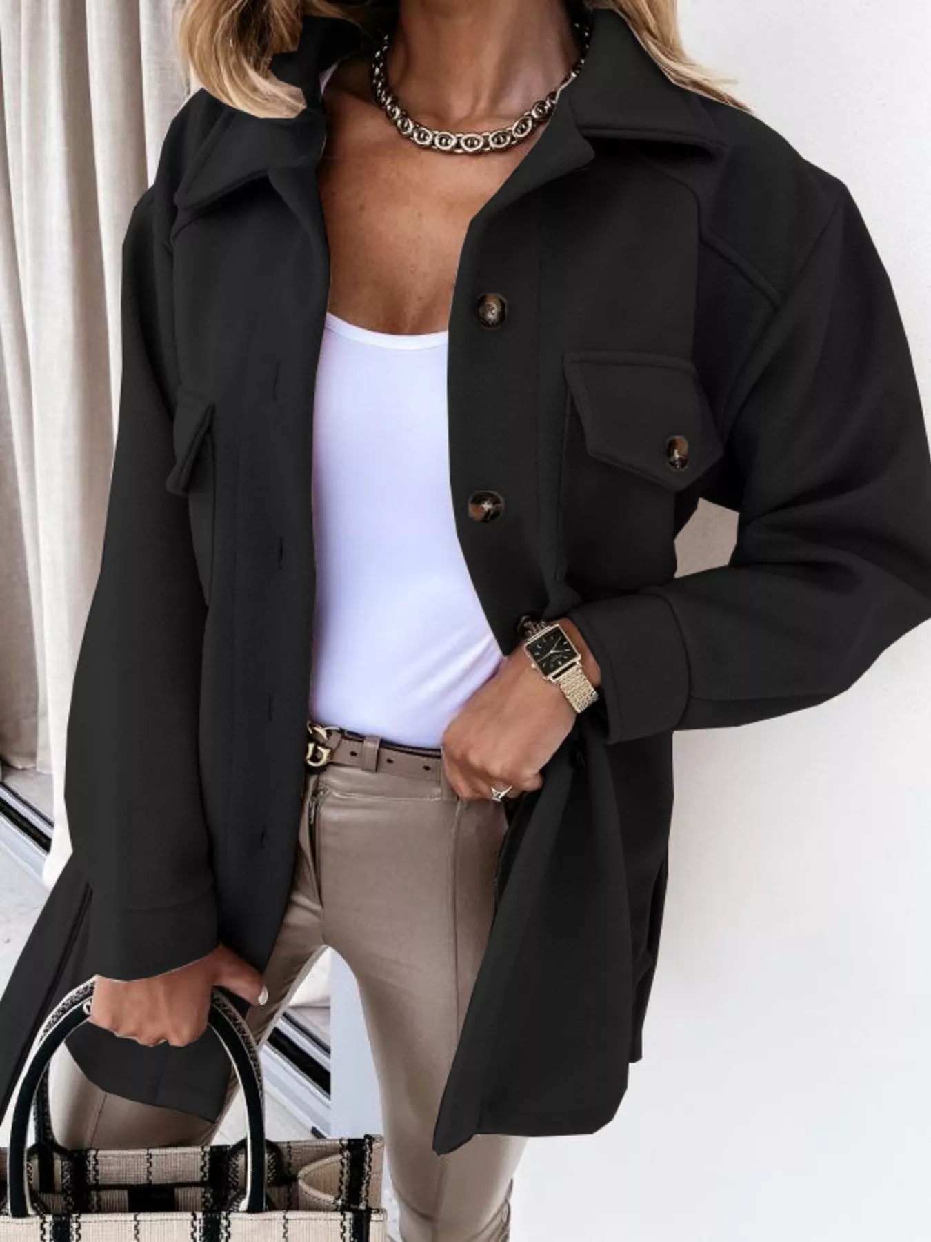 Button-Down Tie Waist Coat - Image 14
