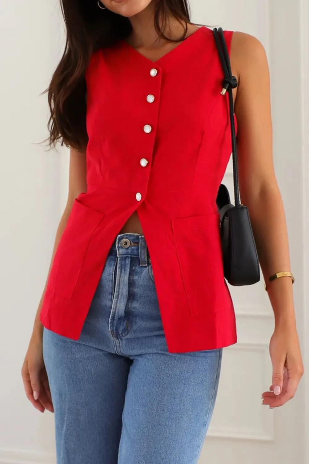 Button Down V-Neck Vest - Image 21