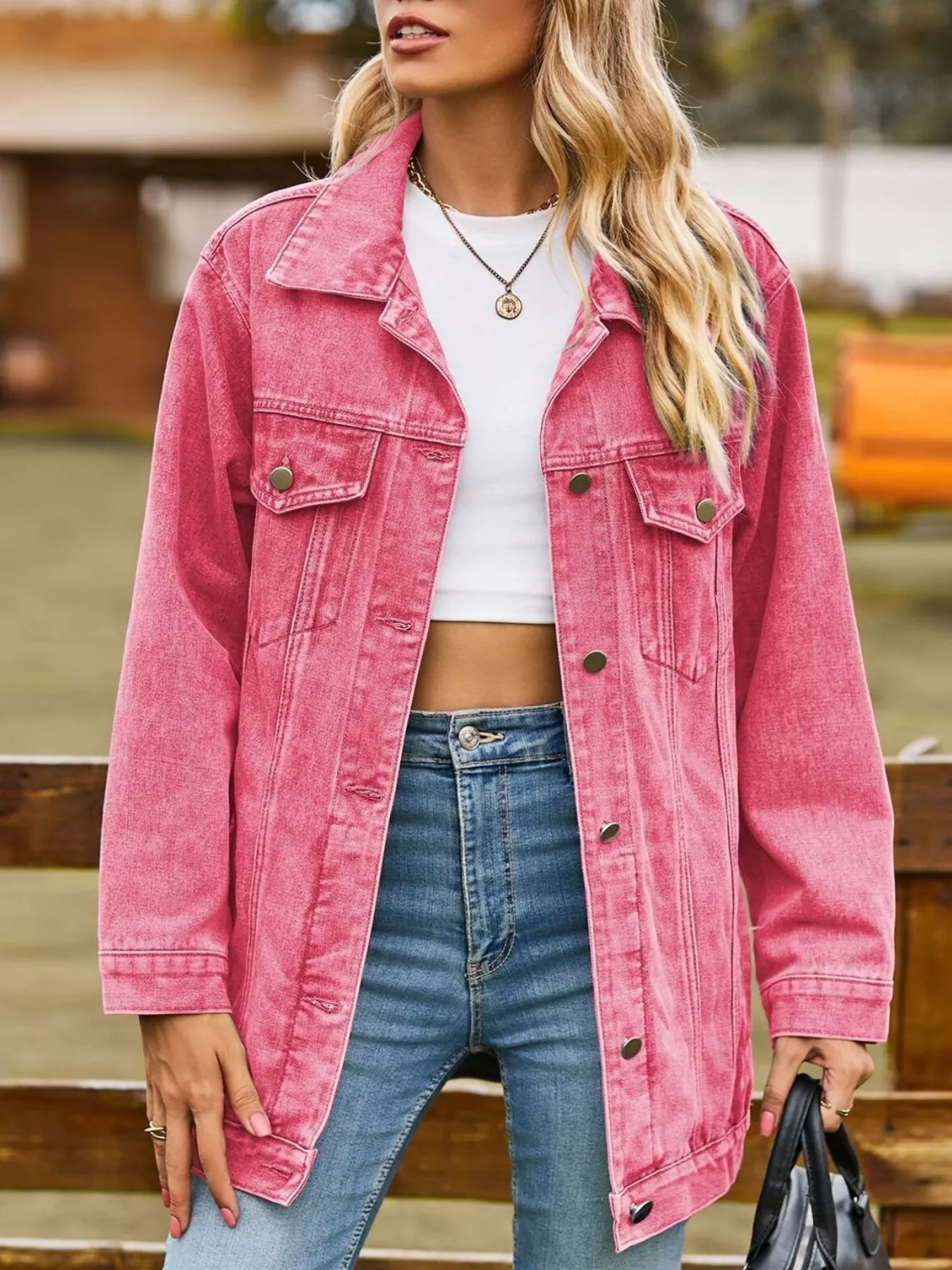 Button Down Washed Denim Jacket - Image 2