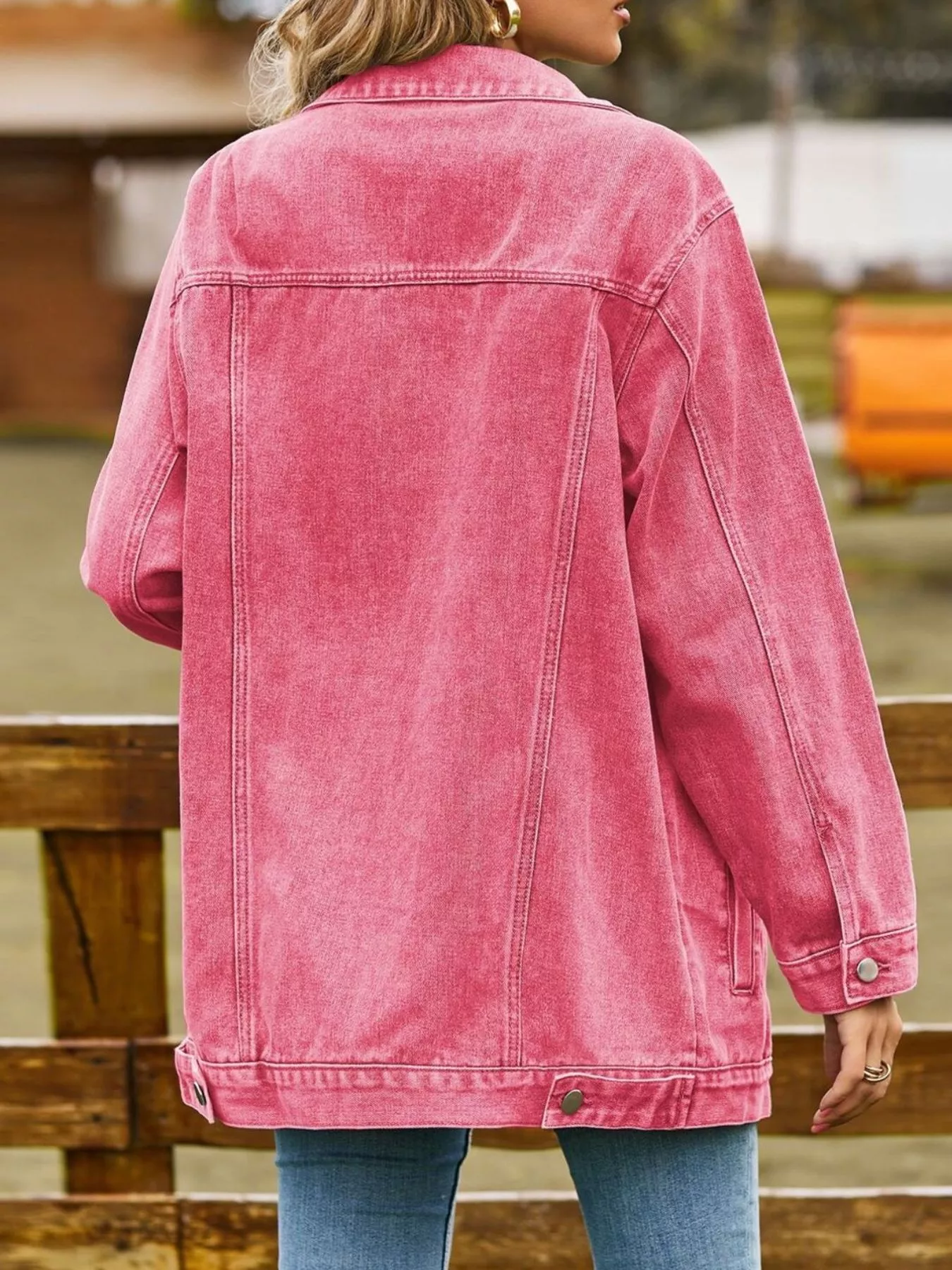 Button Down Washed Denim Jacket - Image 3