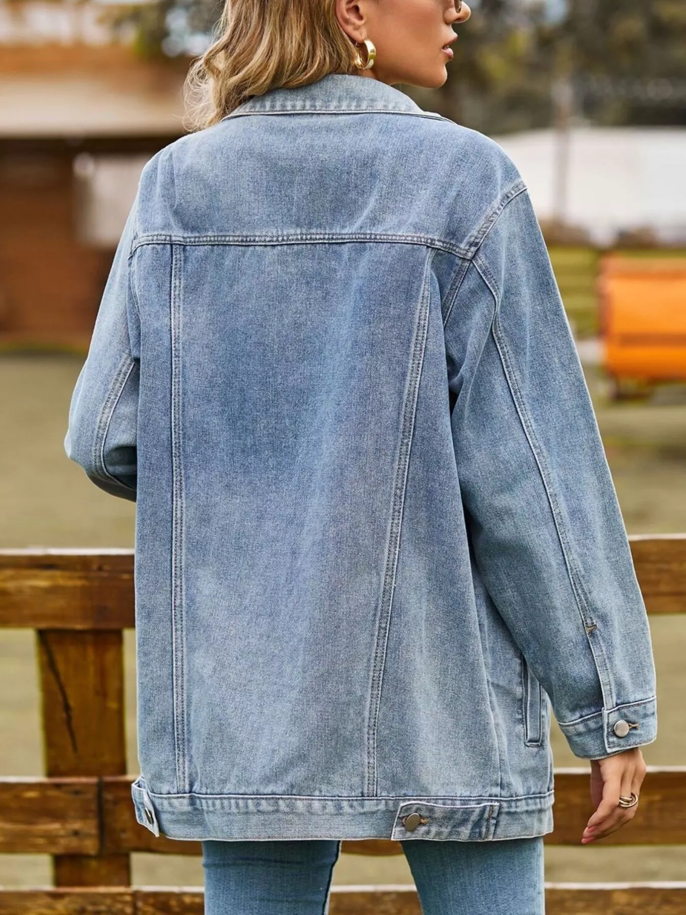 Button Down Washed Denim Jacket - Image 5