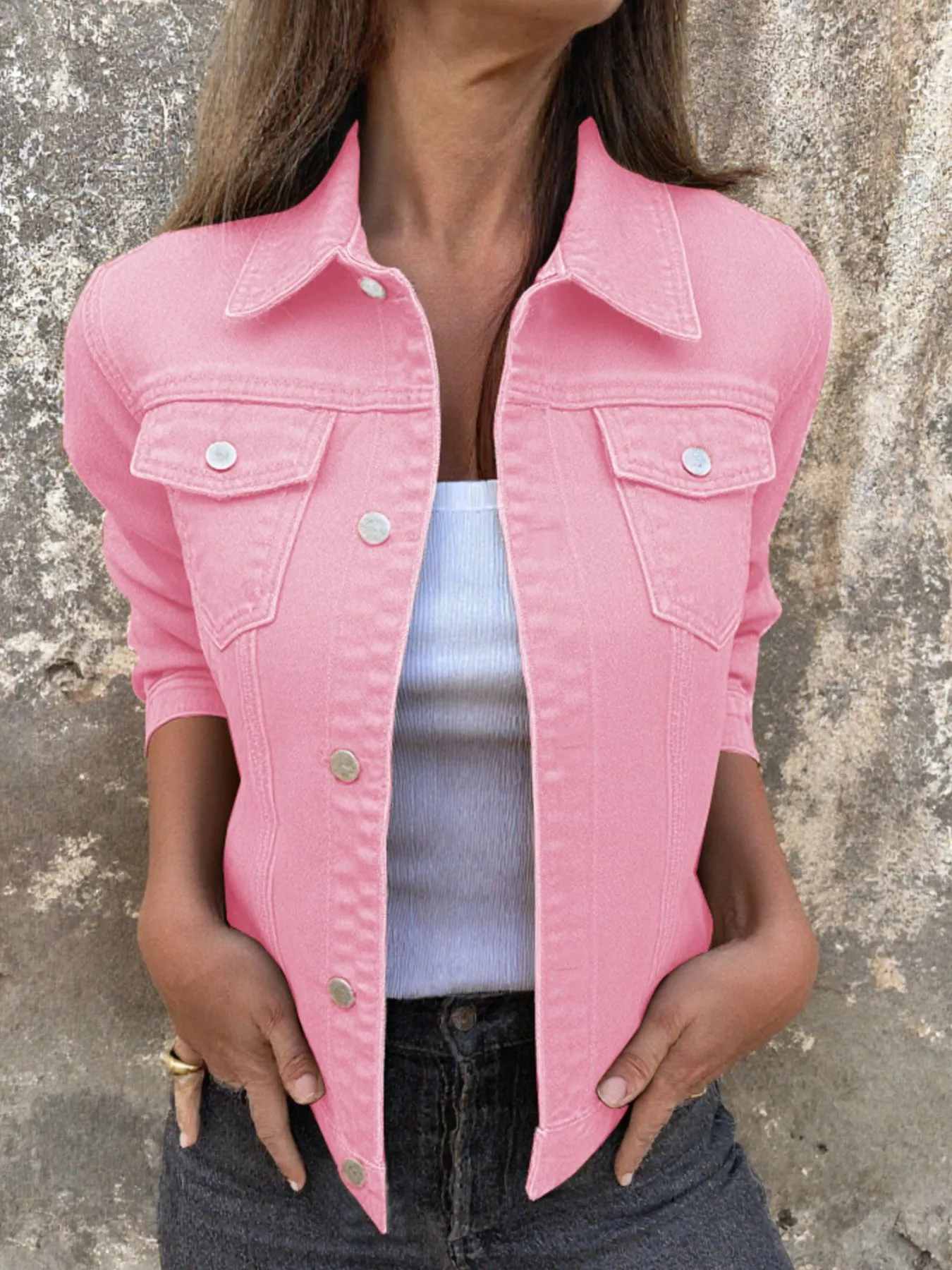 Button Front Closure Denim Jacket - Image 10