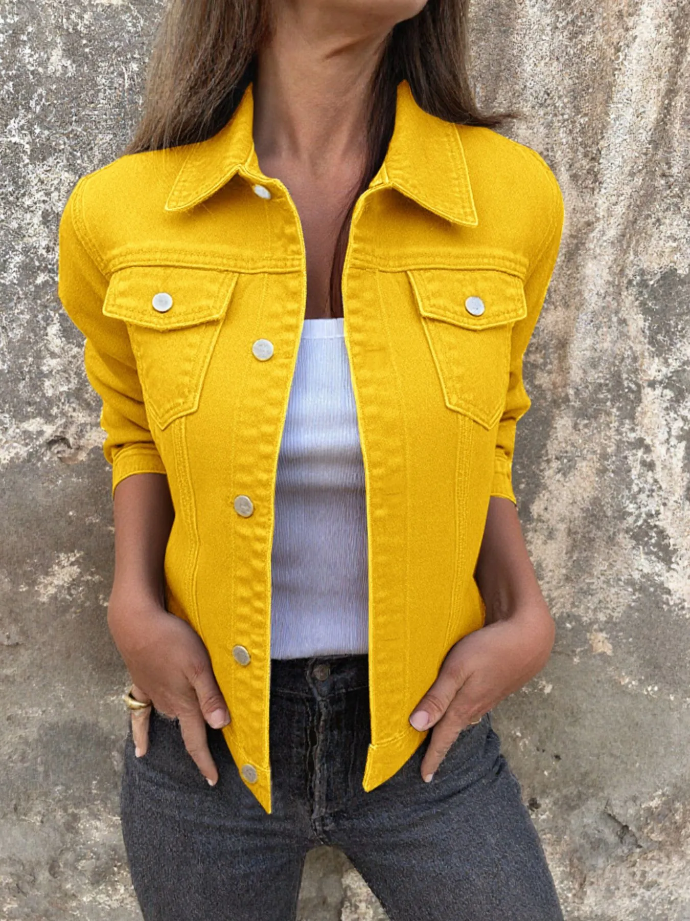 Button Front Closure Denim Jacket - Image 13