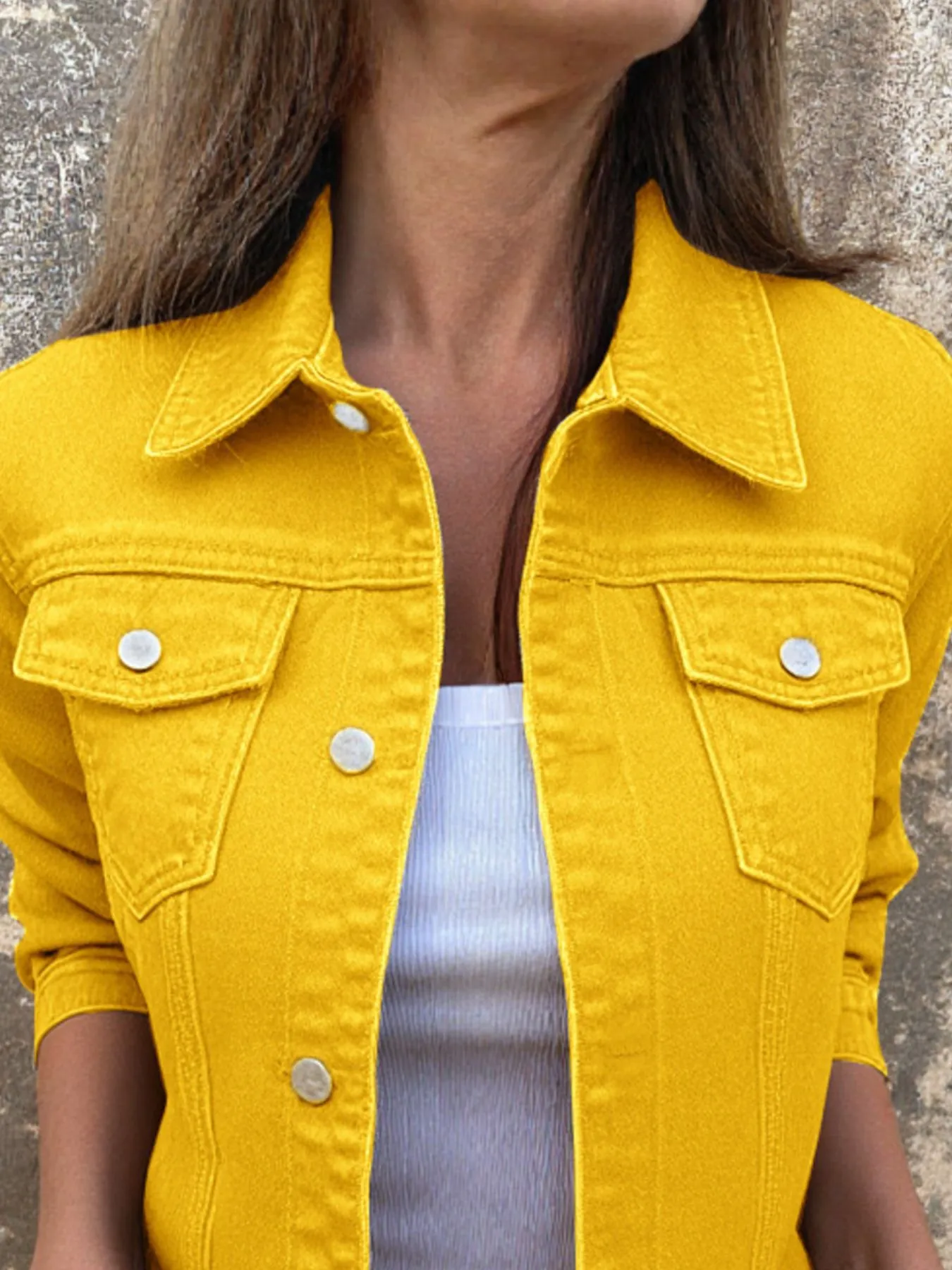 Button Front Closure Denim Jacket - Image 14