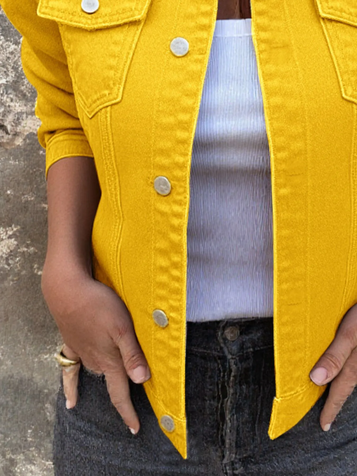 Button Front Closure Denim Jacket - Image 15