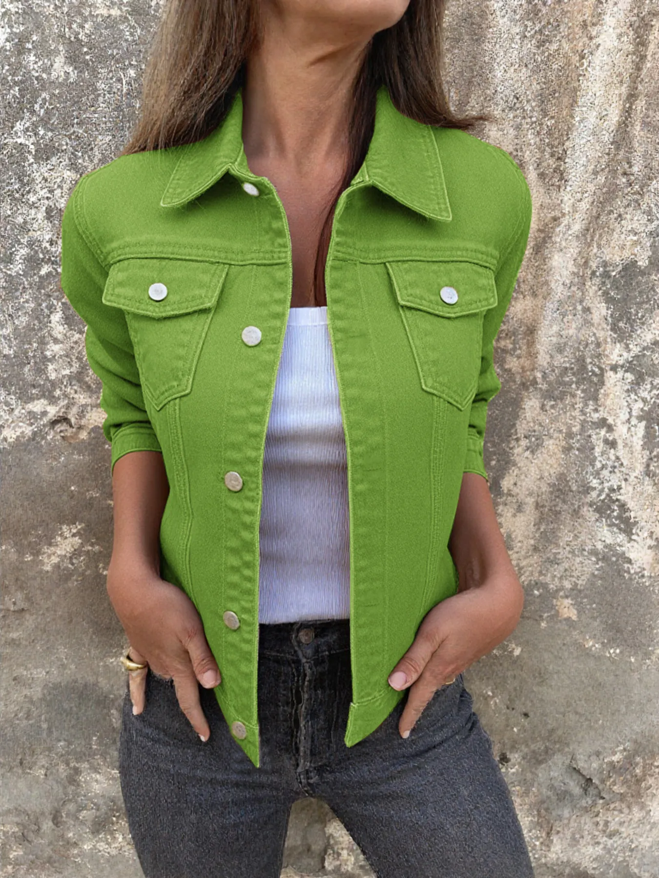 Button Front Closure Denim Jacket - Image 16