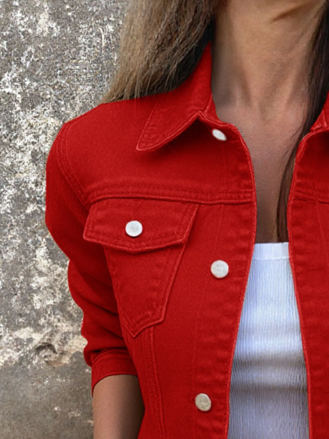 Button Front Closure Denim Jacket - Image 2