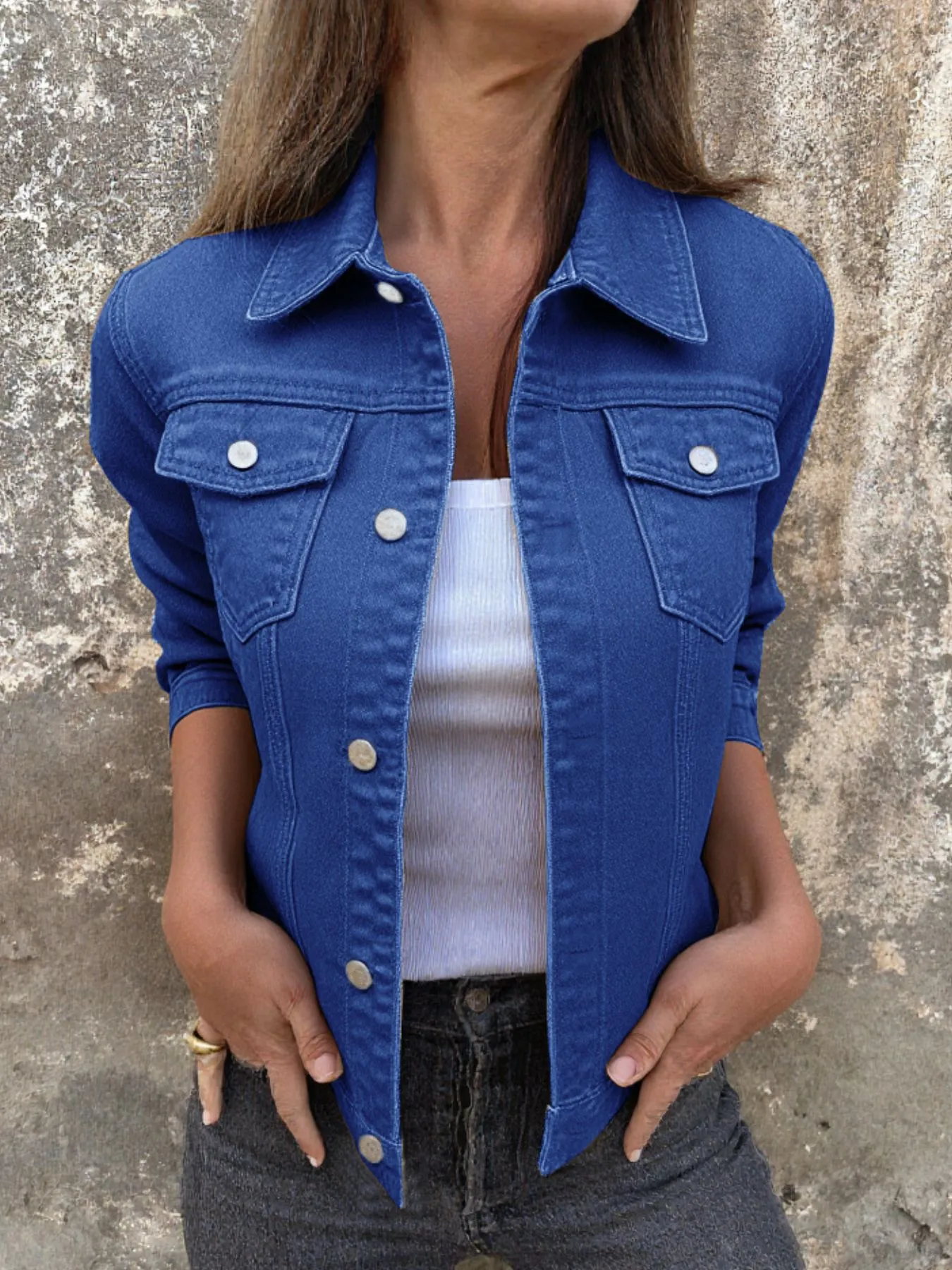 Button Front Closure Denim Jacket - Image 22