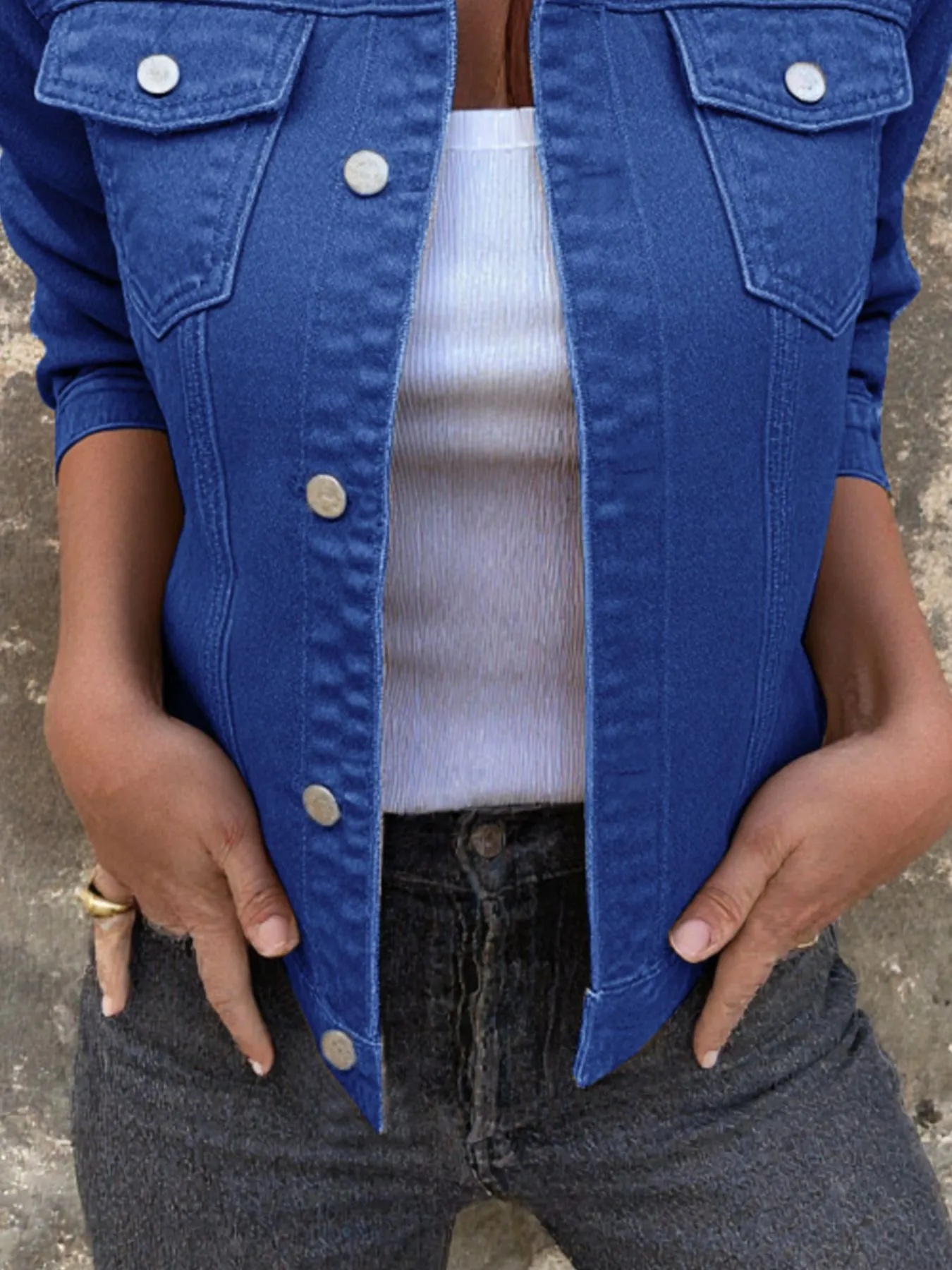 Button Front Closure Denim Jacket - Image 24