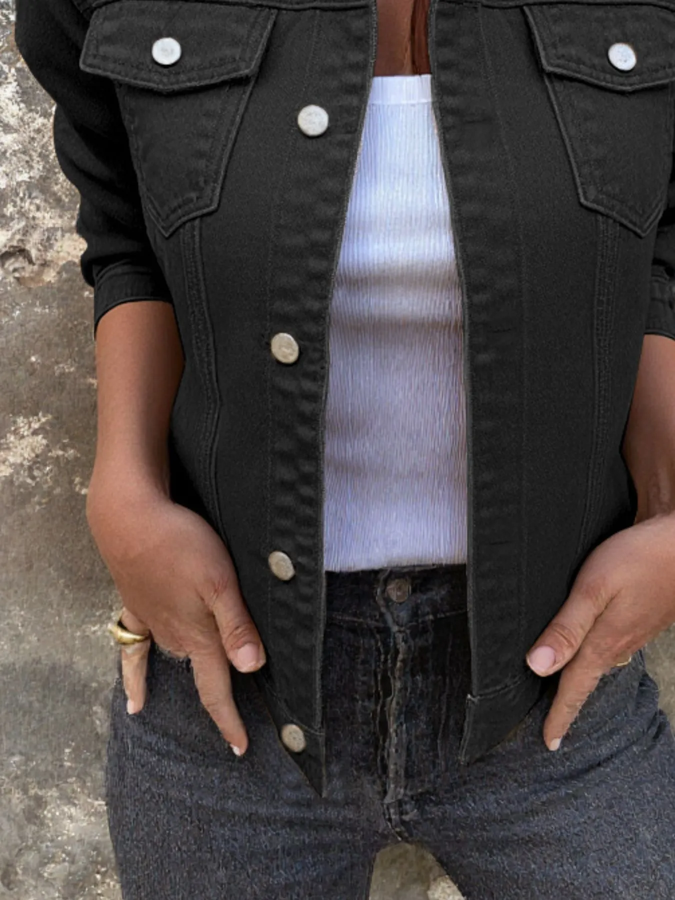 Button Front Closure Denim Jacket - Image 6
