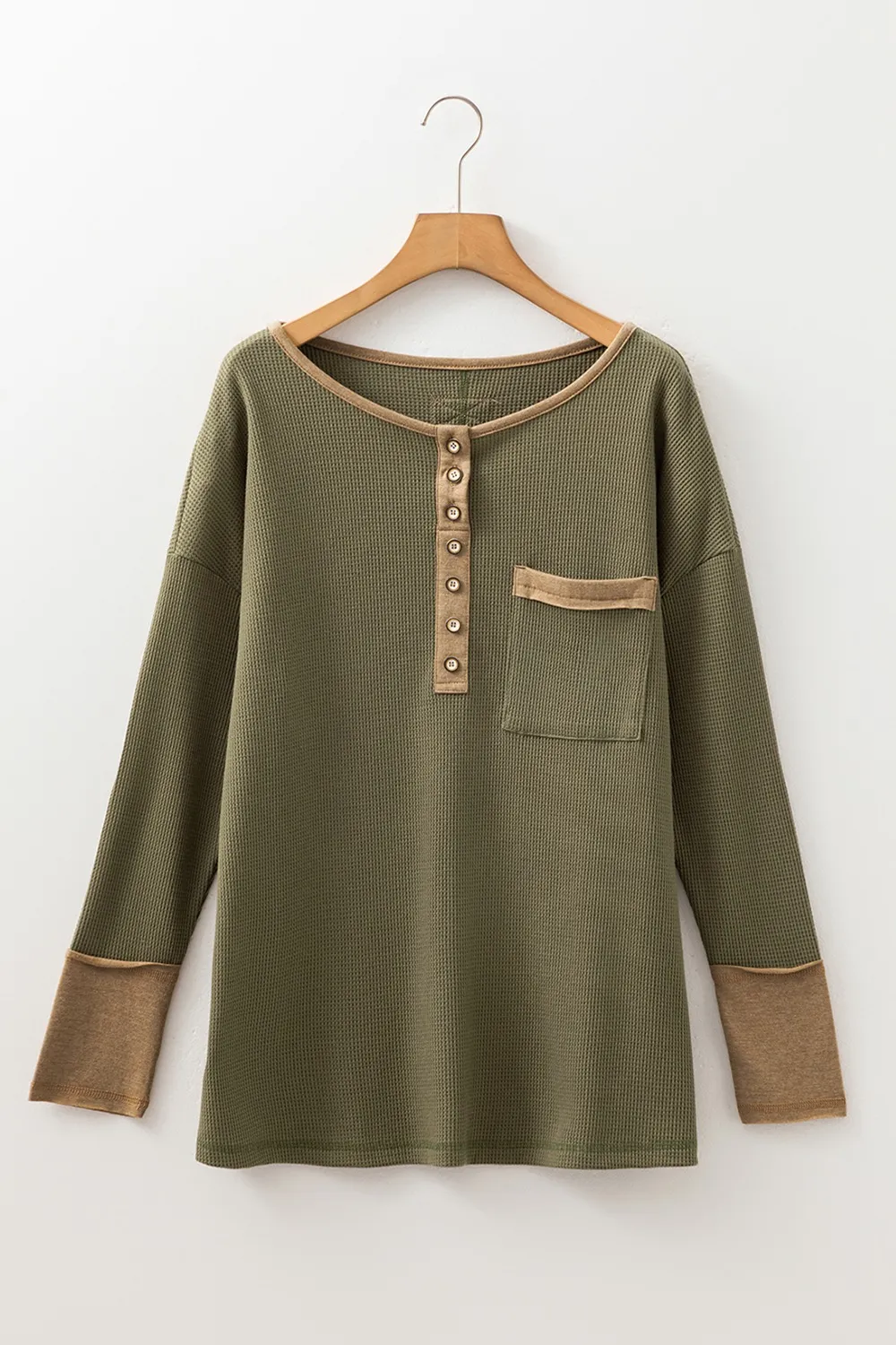 Button Front Contrast Trim Top - Image 3
