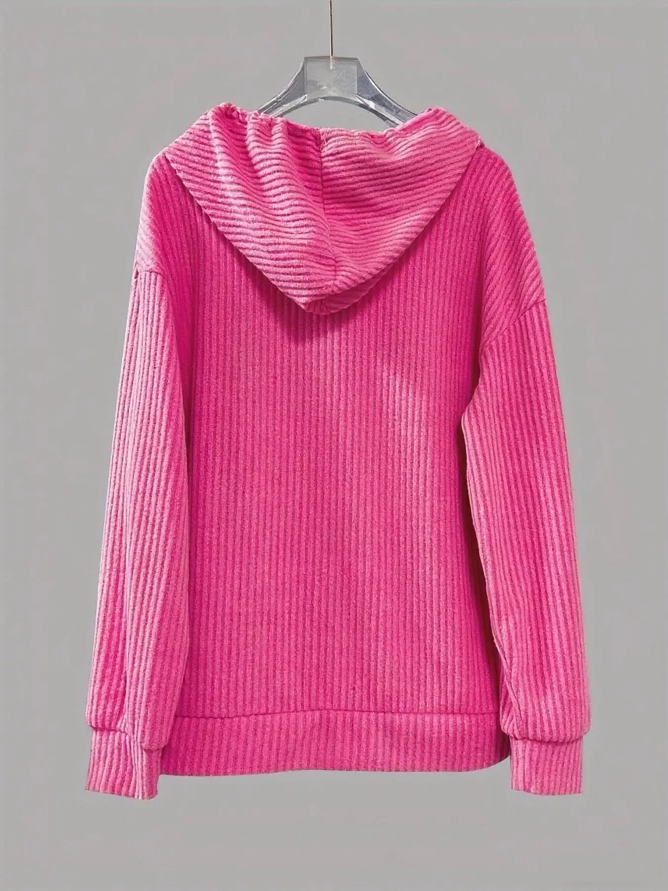 Button-Front Drawstring Hoodie - Image 17