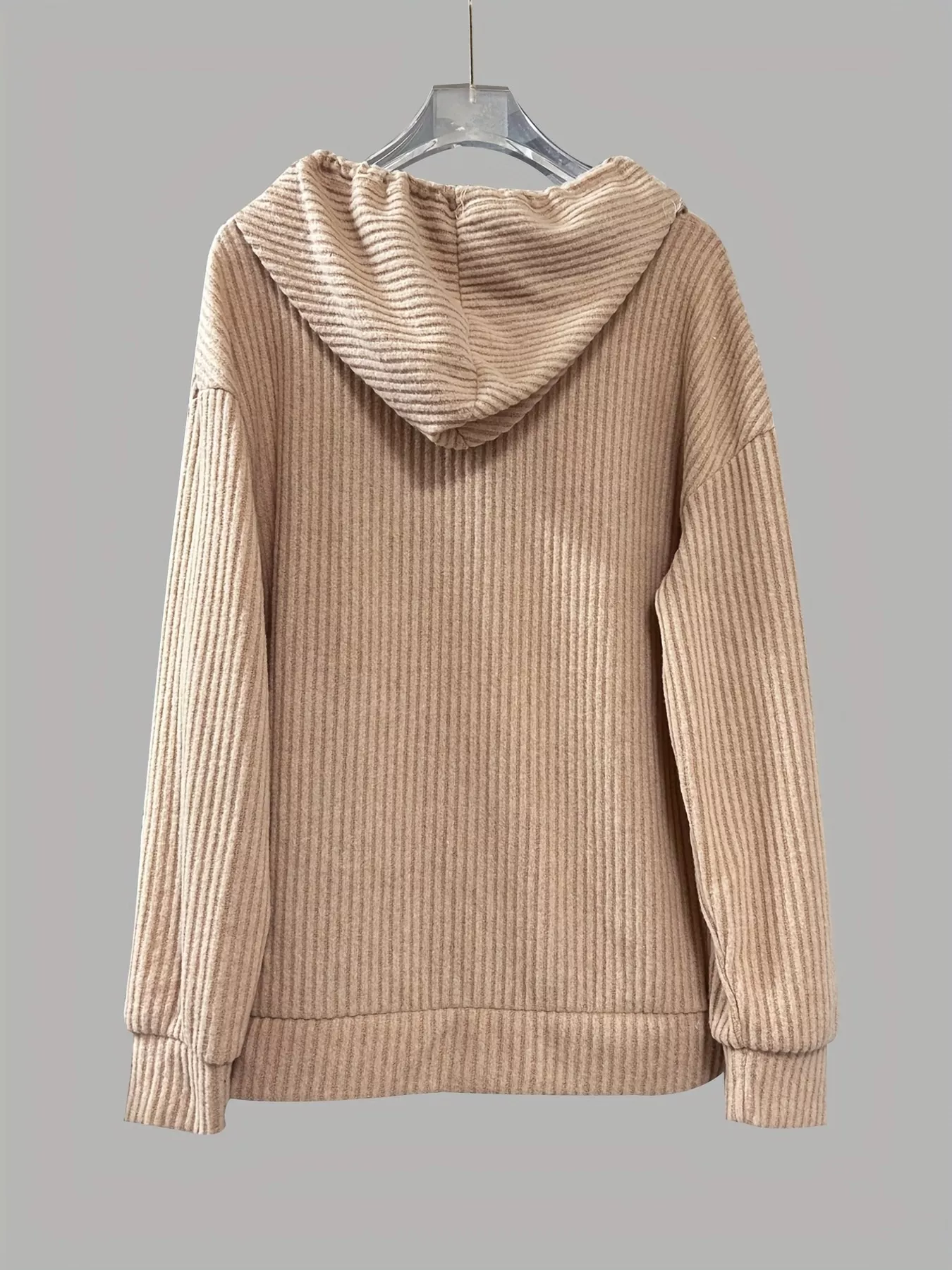 Button-Front Drawstring Hoodie - Image 7