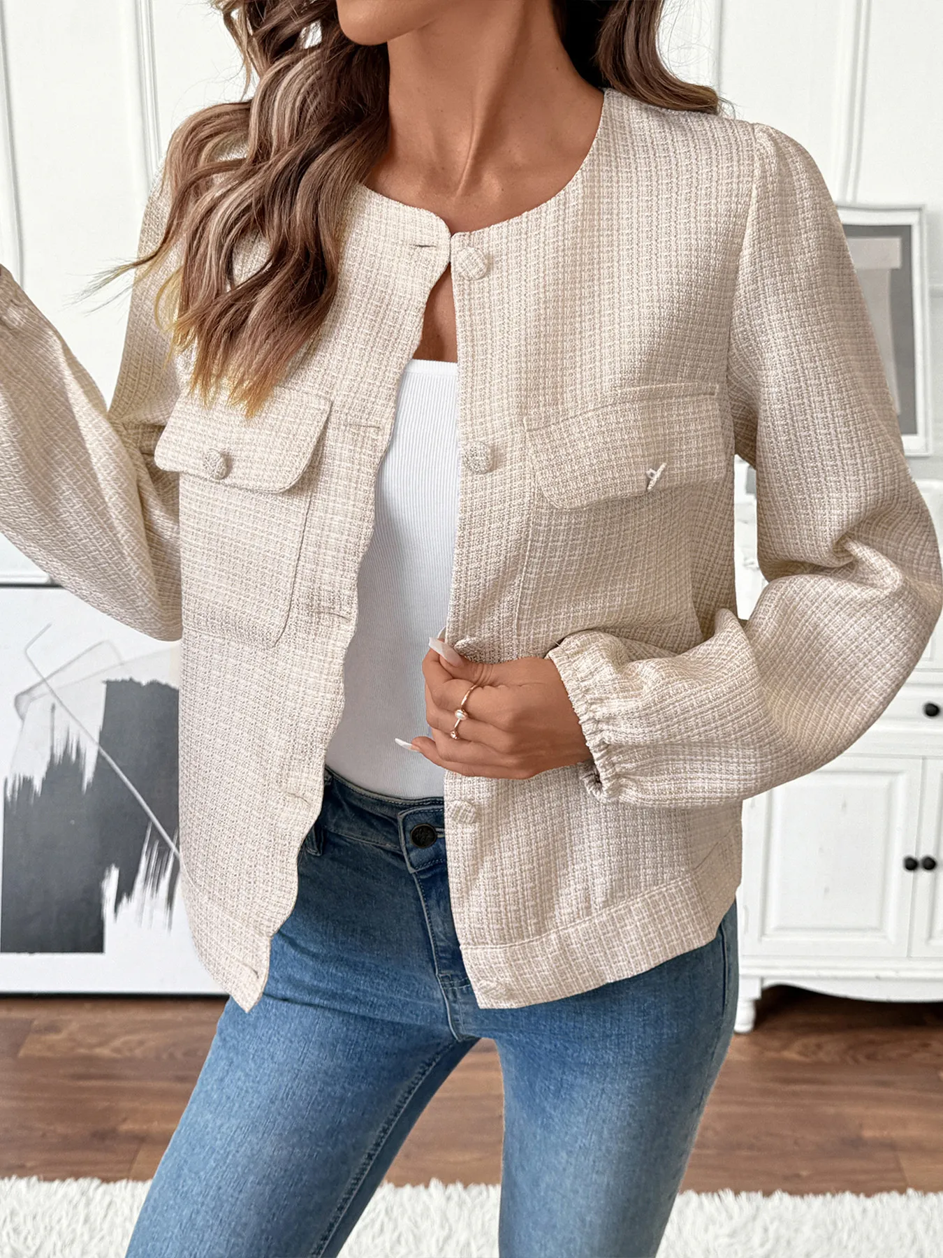 Button-Front Jacket with Pocket Details - Image 5