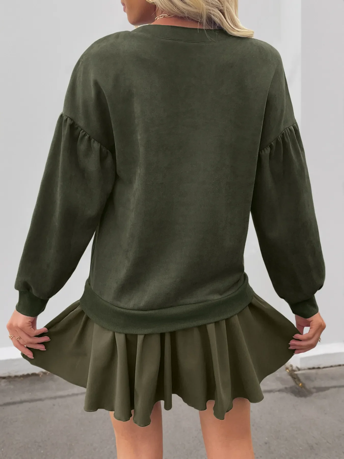 Button Front Mini Sweatshirt Dress - Image 5