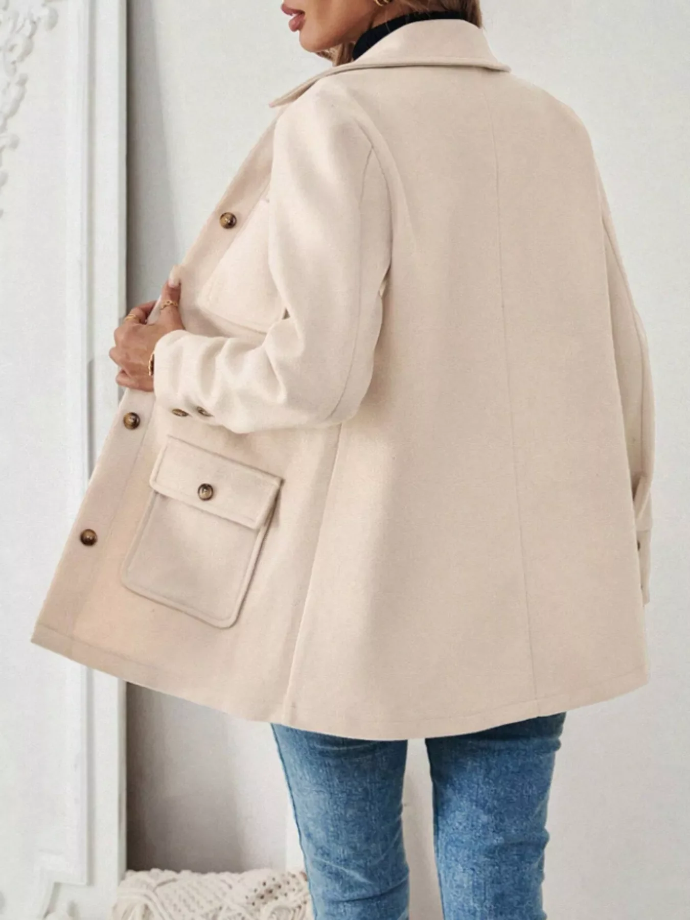 Button-Front Pocketed Long Sleeve Outerwear - Image 2