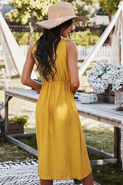 Button front sleeveless midi dress - Image 6