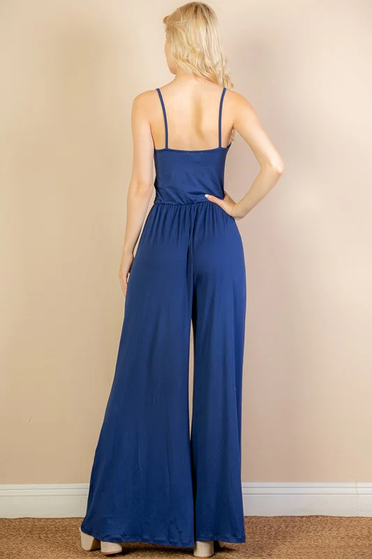 Button Front Wide Leg Jumpsuit - Image 5