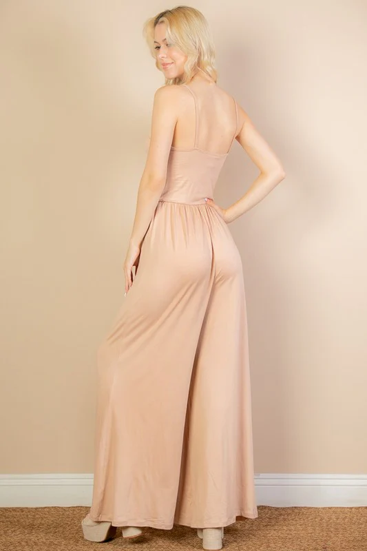 Button Front Wide Leg Jumpsuit - Image 9
