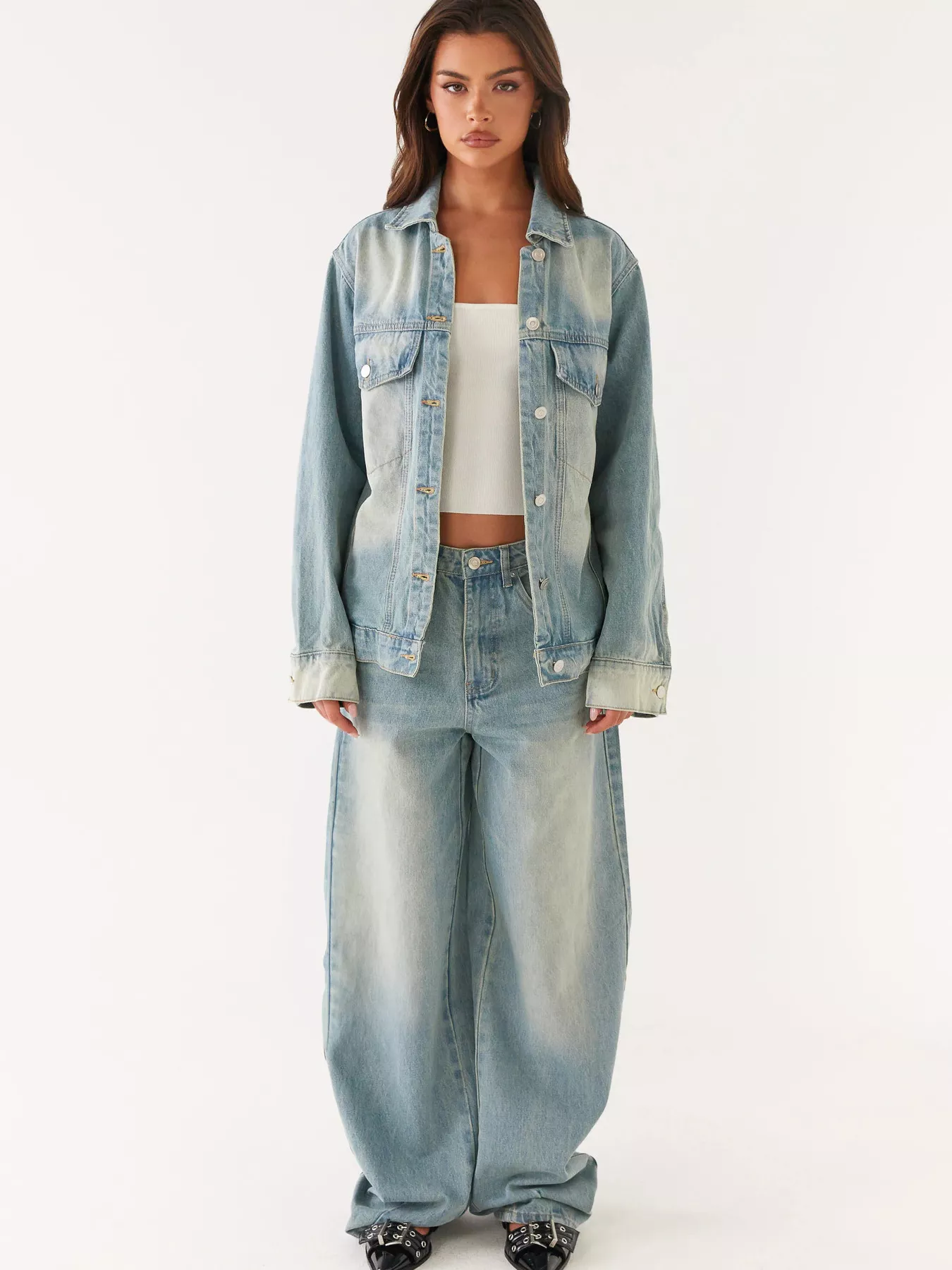 Button Up Denim Jacket and Jeans Set - Image 3