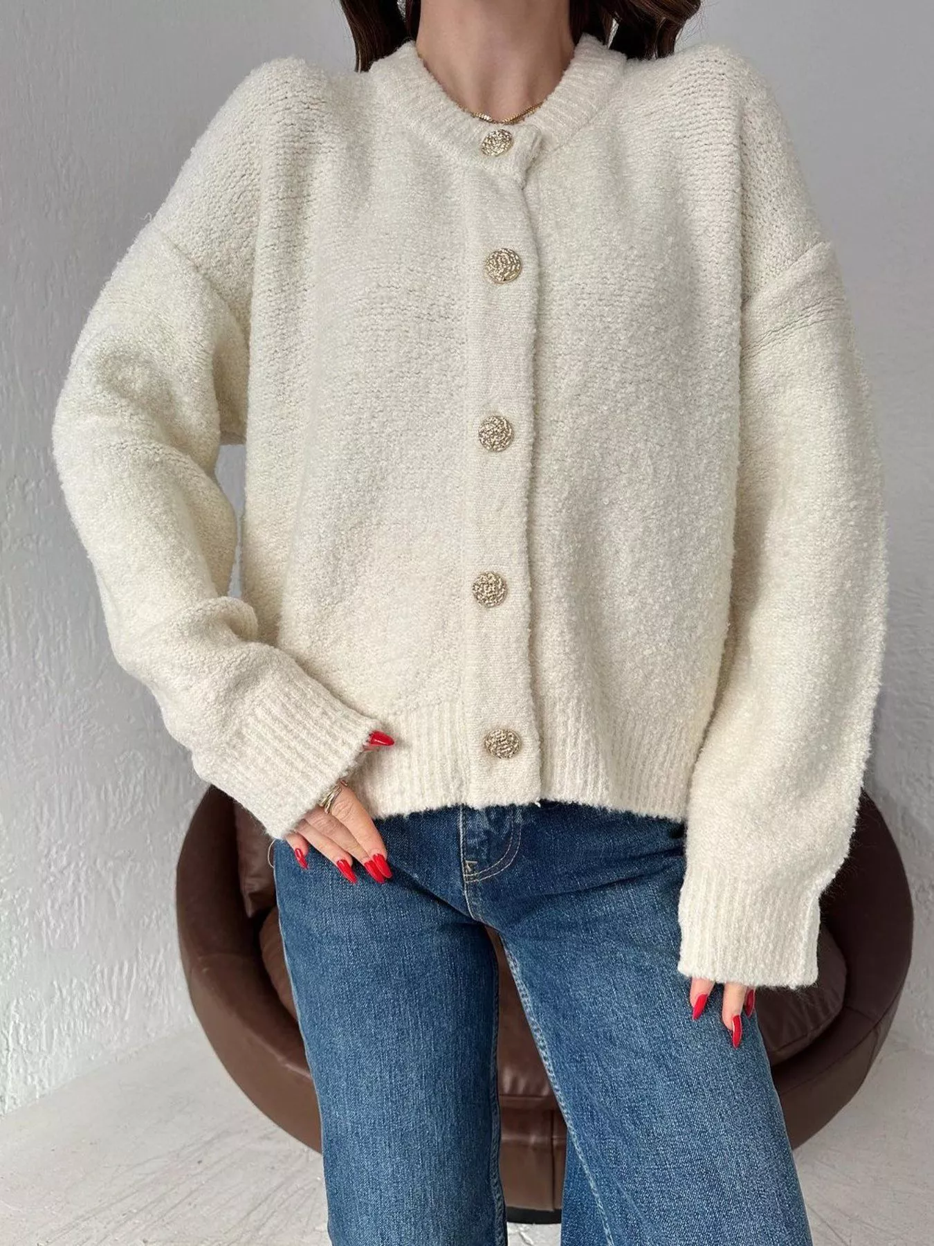Button-Up Drop Shoulder Cardigan - Image 2