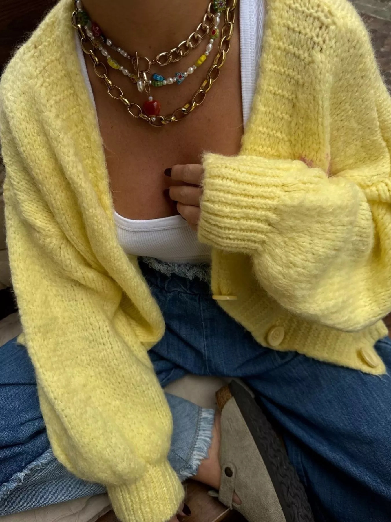 Button Up Dropped Shoulder Cardigan - Image 5