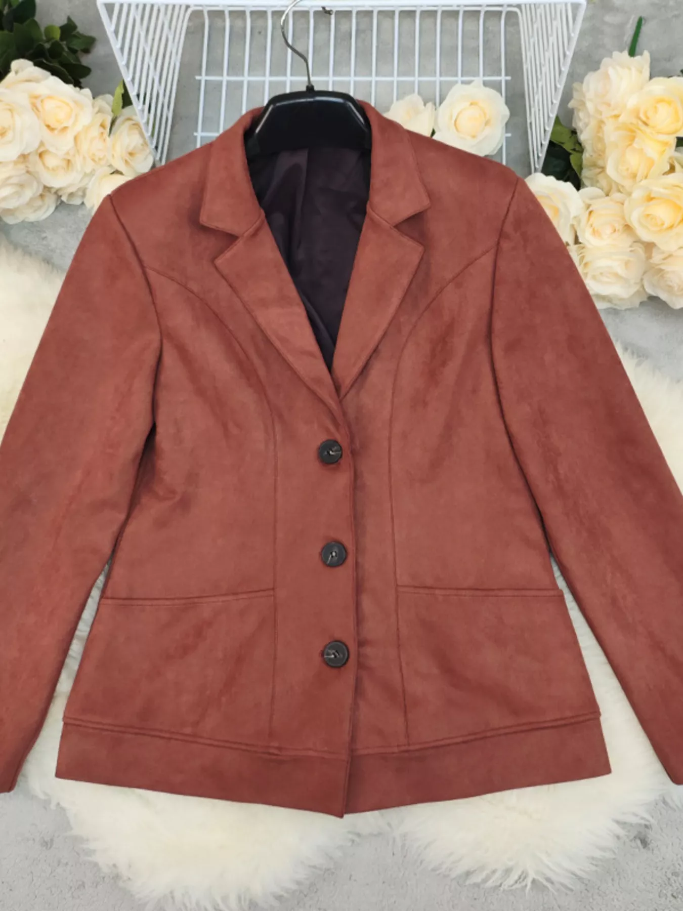 Button Up Lapel Collar Blazer - Image 2