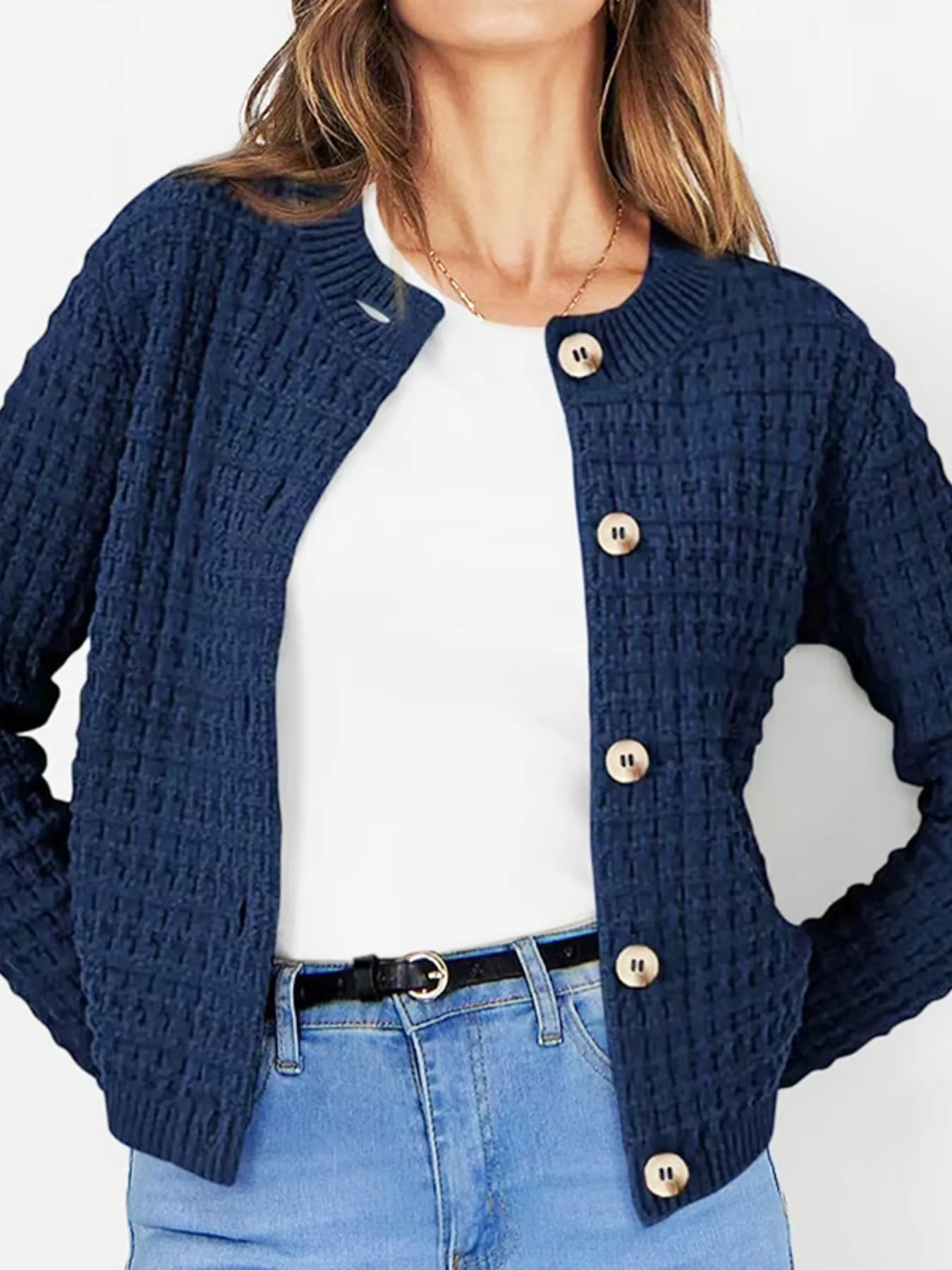 Button-Up Long Sleeve Cardigan - Image 4