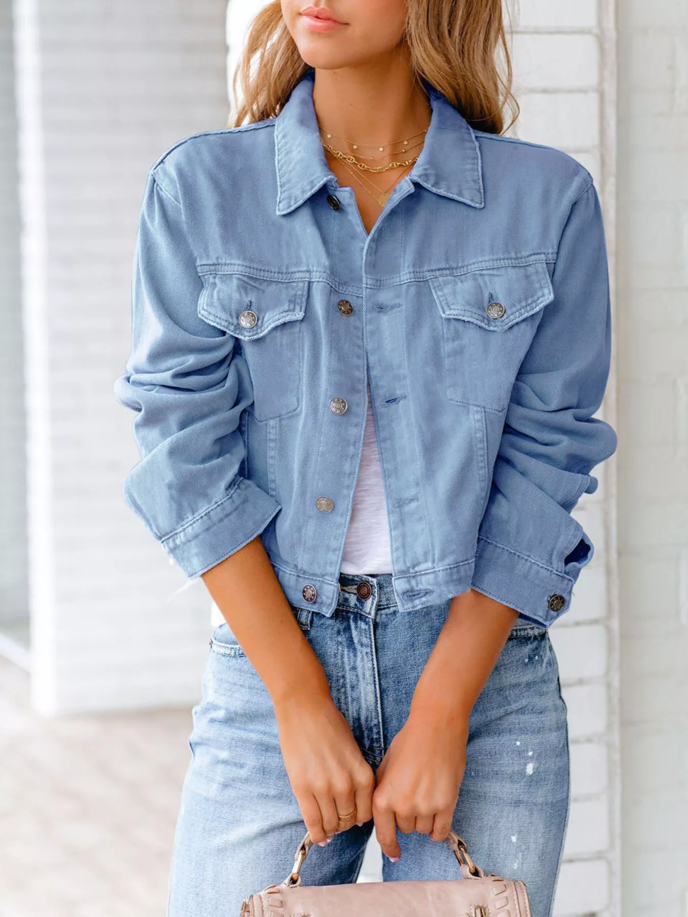 Button Up Long Sleeve Denim Jacket - Image 13