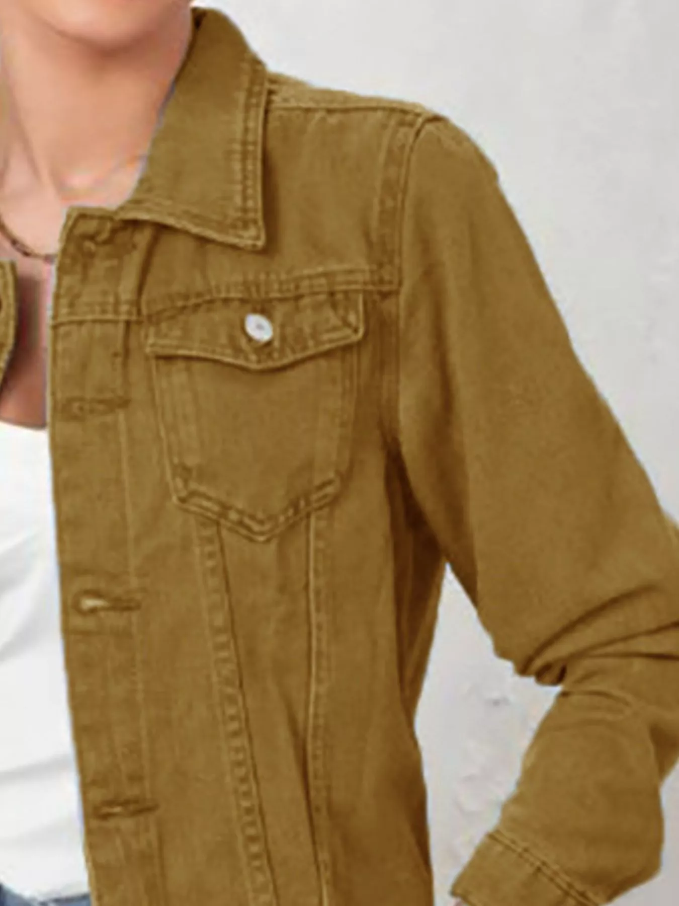 Button Up Long Sleeve Denim Jacket - Image 9