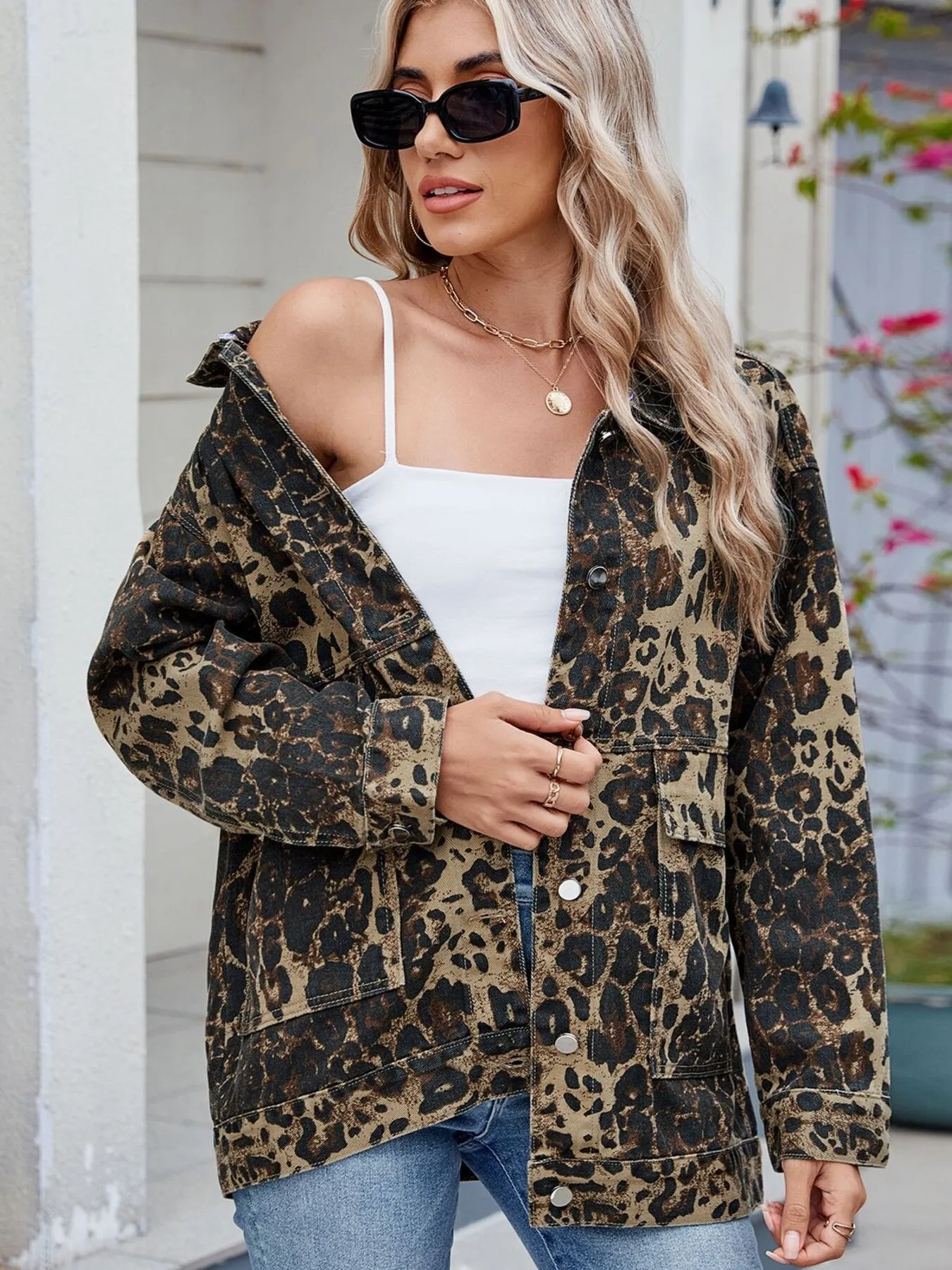 Button Up Long Sleeve Denim Jacket - Image 13