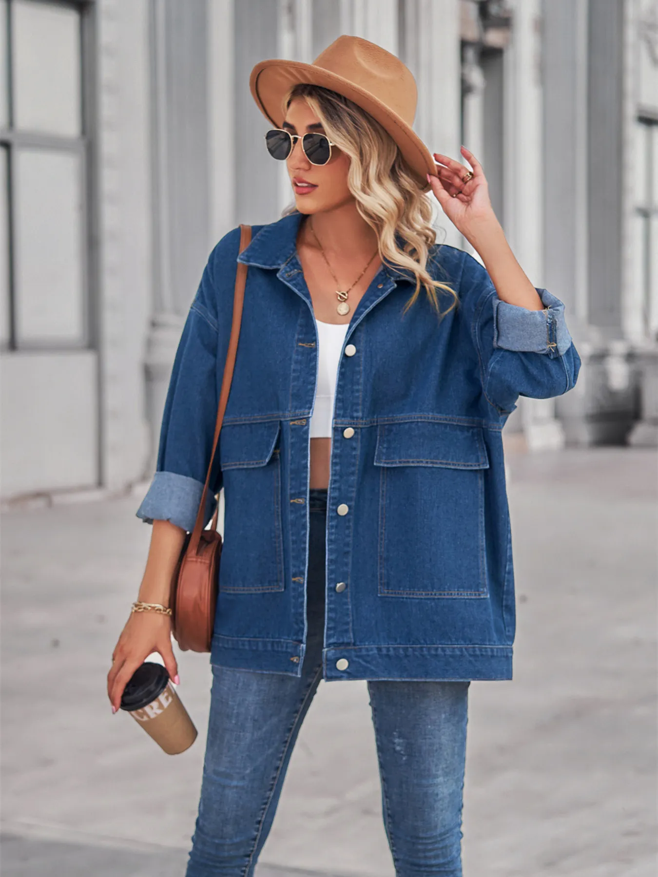 Button Up Long Sleeve Denim Jacket - Image 26
