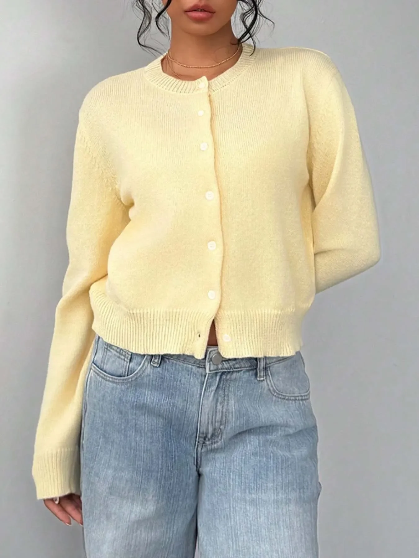 Button-Up Long Sleeve Knit Cardigan - Image 5