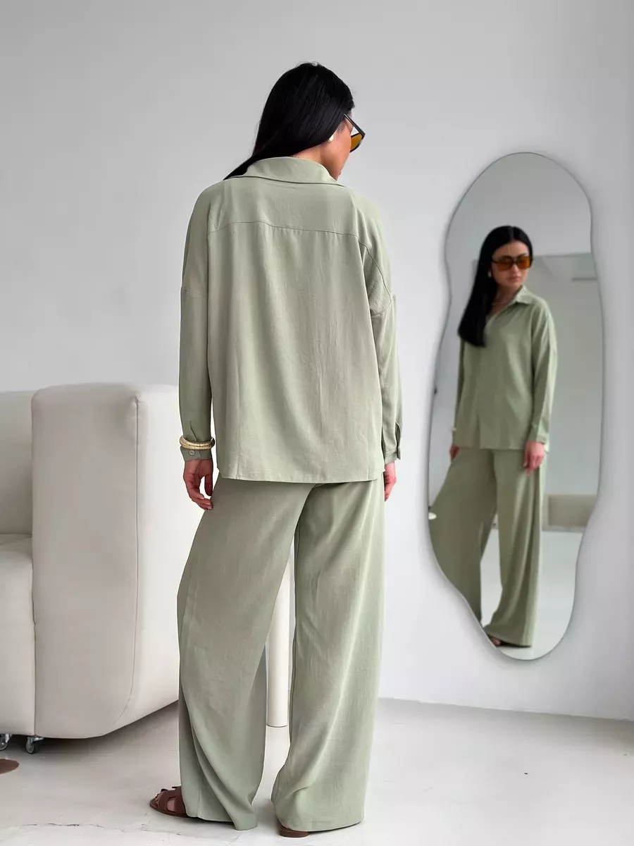 Button Up Long Sleeve Shirt and Pants Set - Image 9