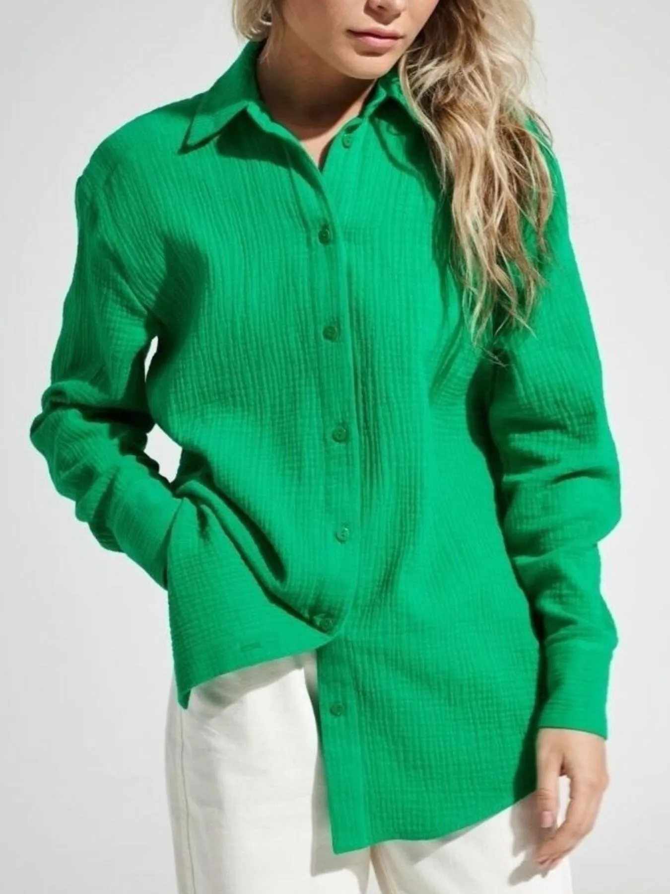 Button Up Long Sleeve Texture Shirt - Image 19