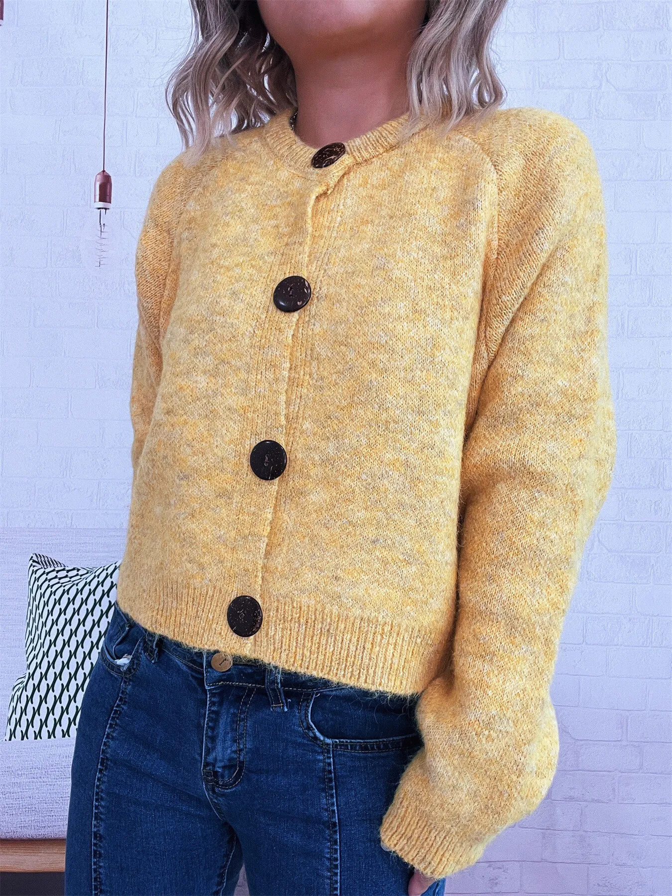 Button-Up Raglan Sleeve Cardigan - Image 3