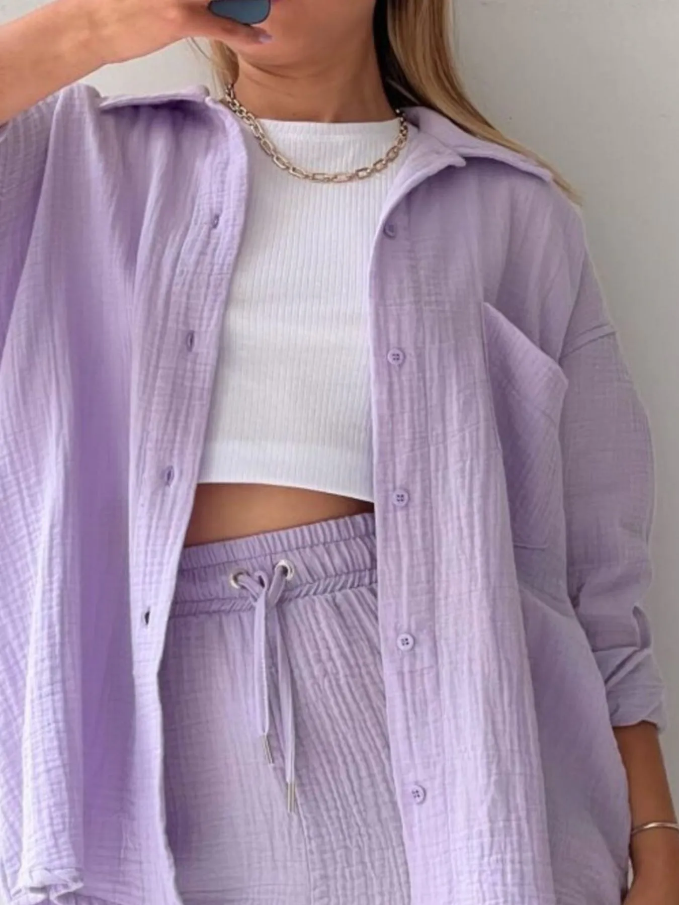 Button Up Shirt and Shorts Set - Image 21