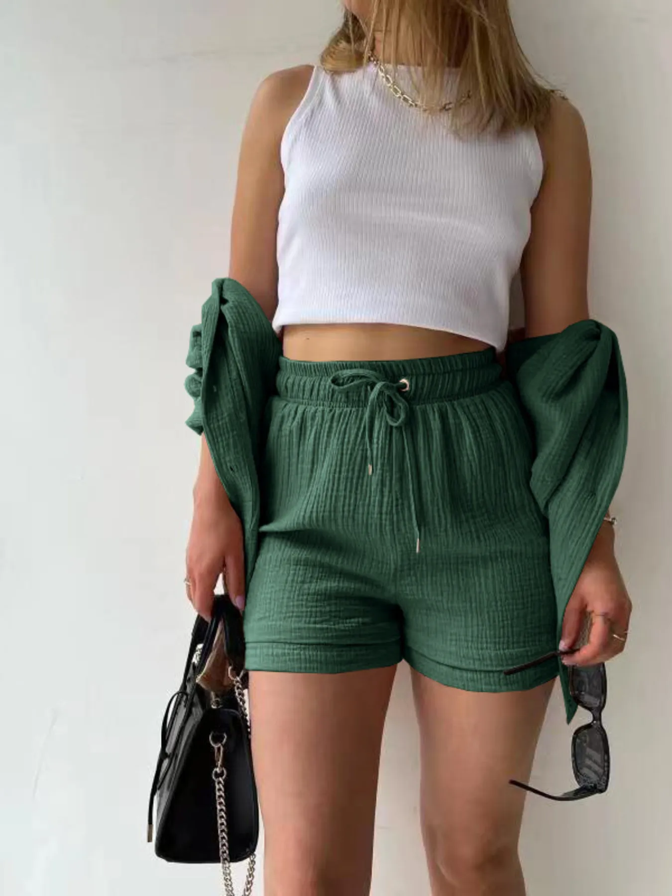 Button Up Shirt and Shorts Set - Image 32