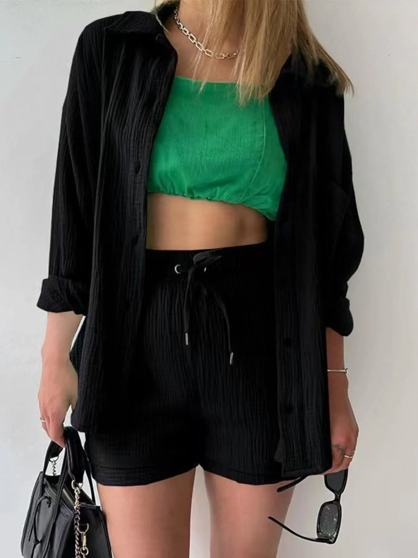 Button Up Shirt and Shorts Set - Image 5