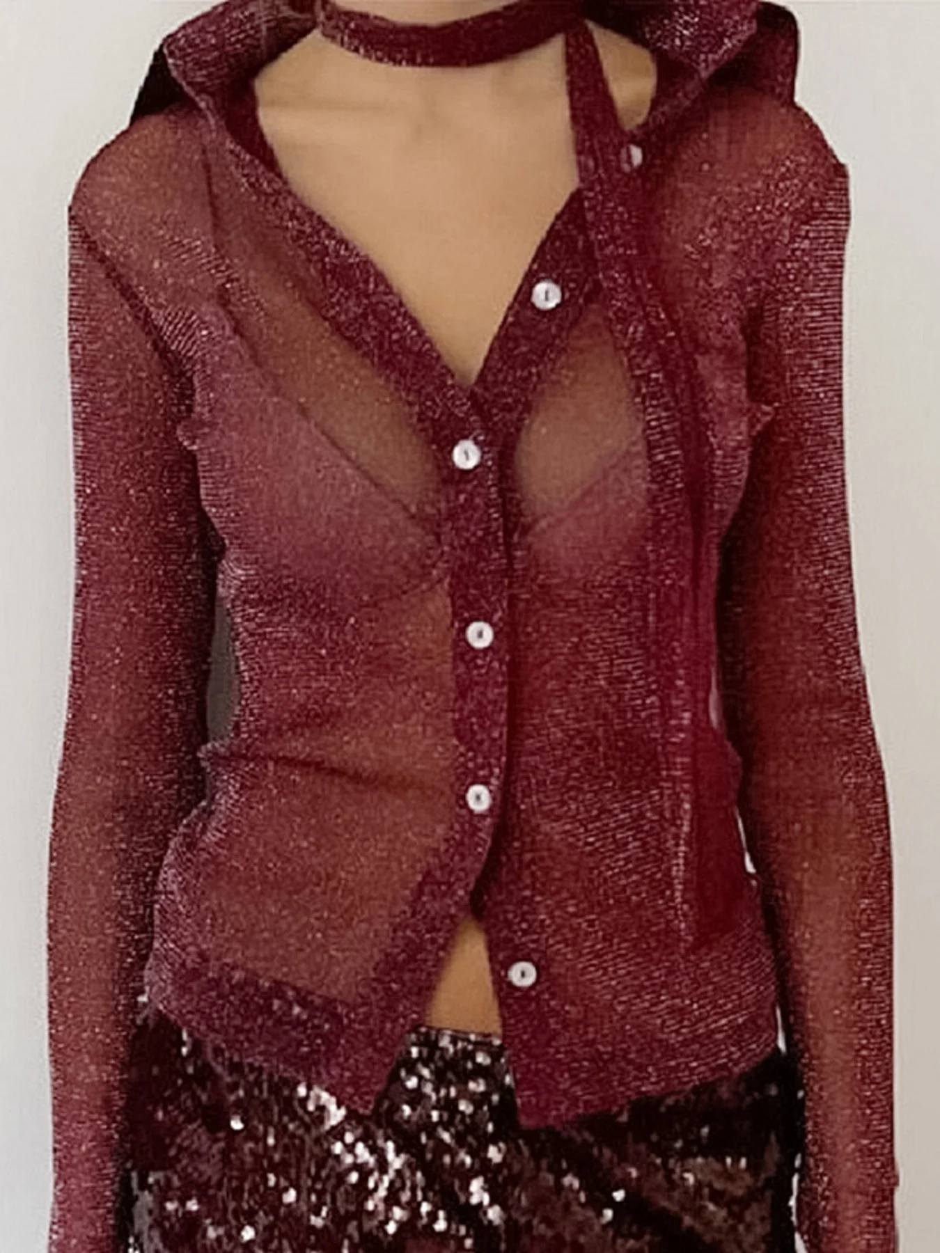 Button Up Shirt with Scarf - Image 7