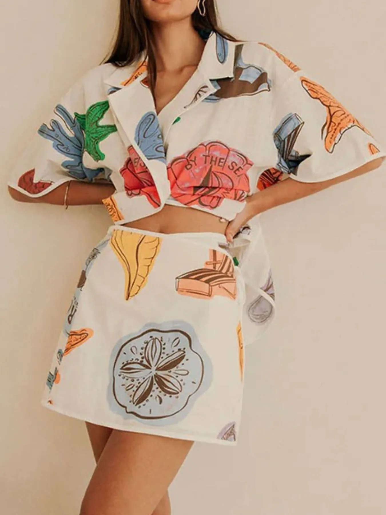 Button Up Short Sleeve Shirt and Shorts Set - Image 6