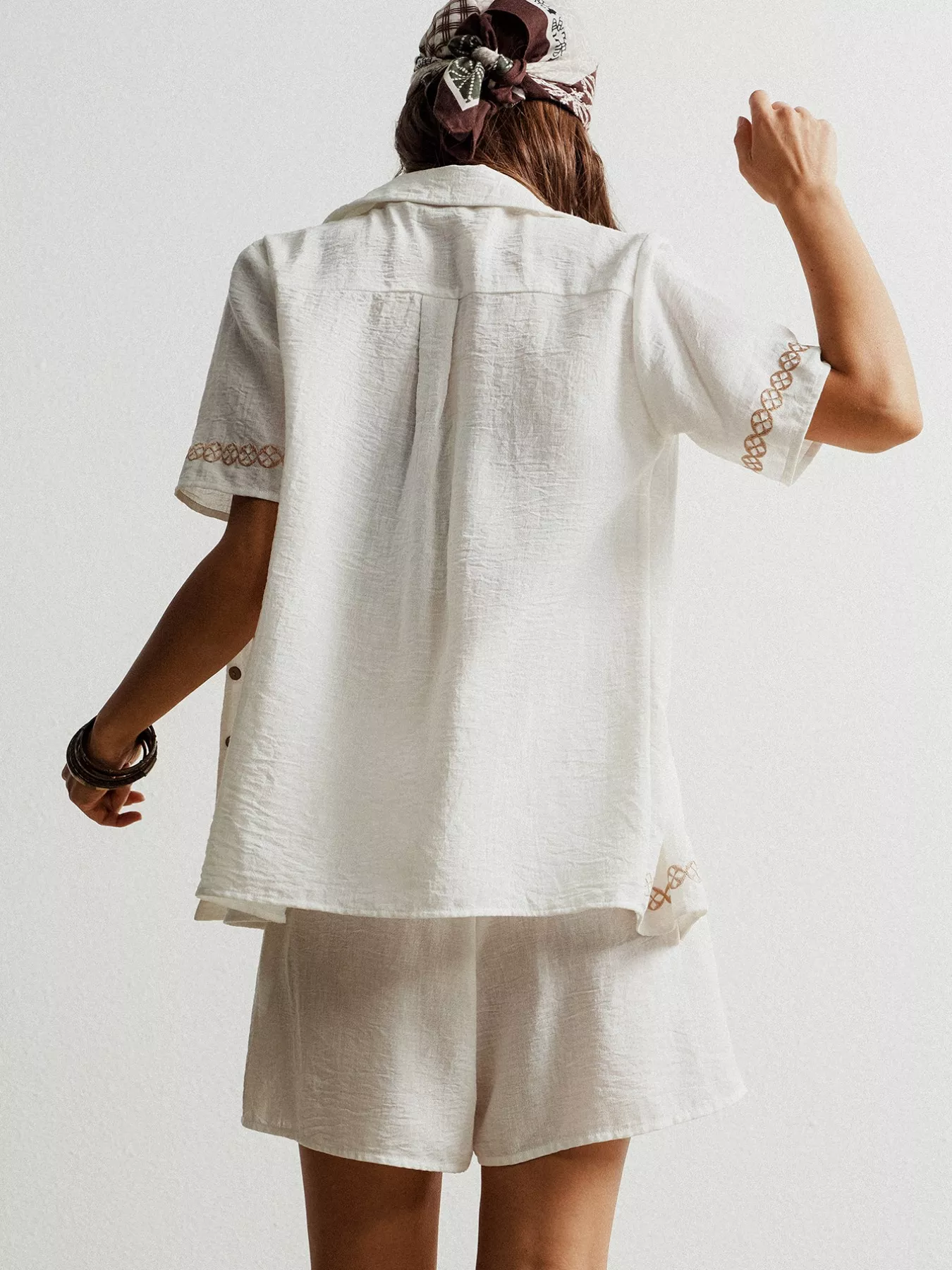 Button Up Short Sleeve Shirt and Shorts Set - Image 3