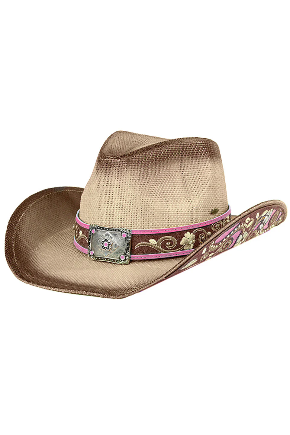 C.C Brim Patches Details Tea-Stain Cowboy Hat - Image 2