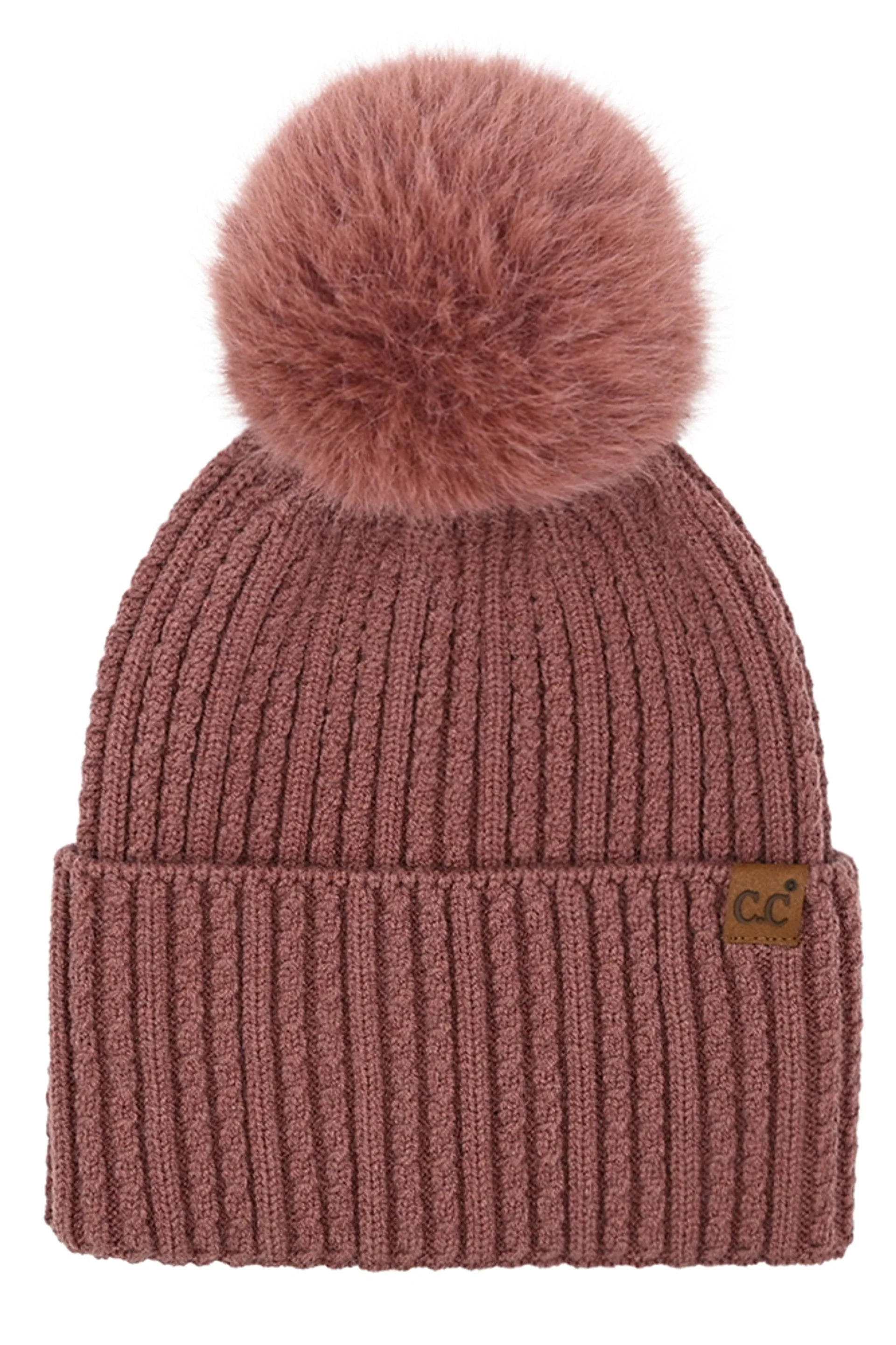 C.C Cable Cuff Pom Beanie - Image 2